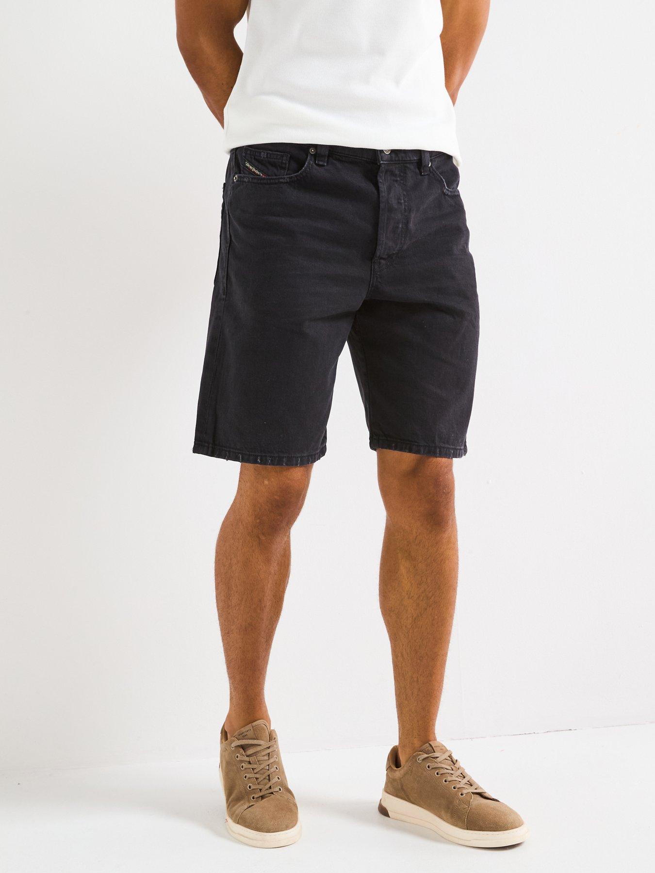 undefined Regular Fit Denim Shorts - Black