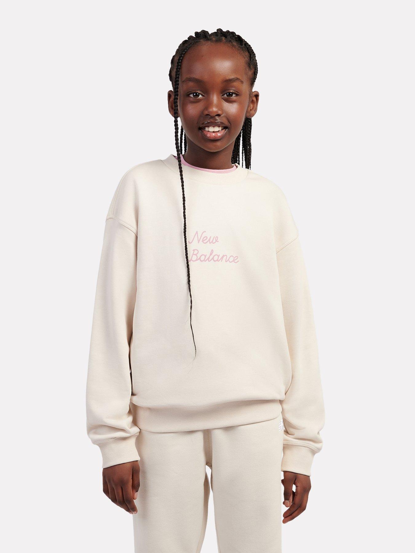 Image 2 of 6 of New Balance Junior Girls Flower Shoe Graphic French Terry Crew - Beige