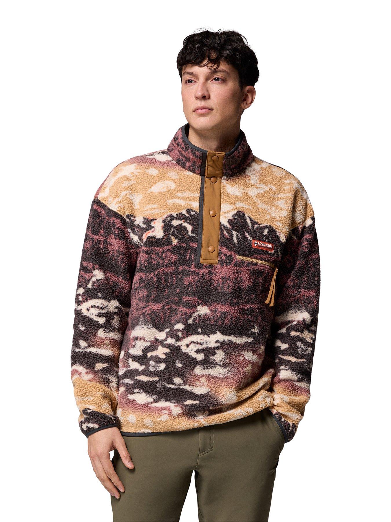 columbia-mens-helvetia-ii-printed-half-snap-fleece-brownfront