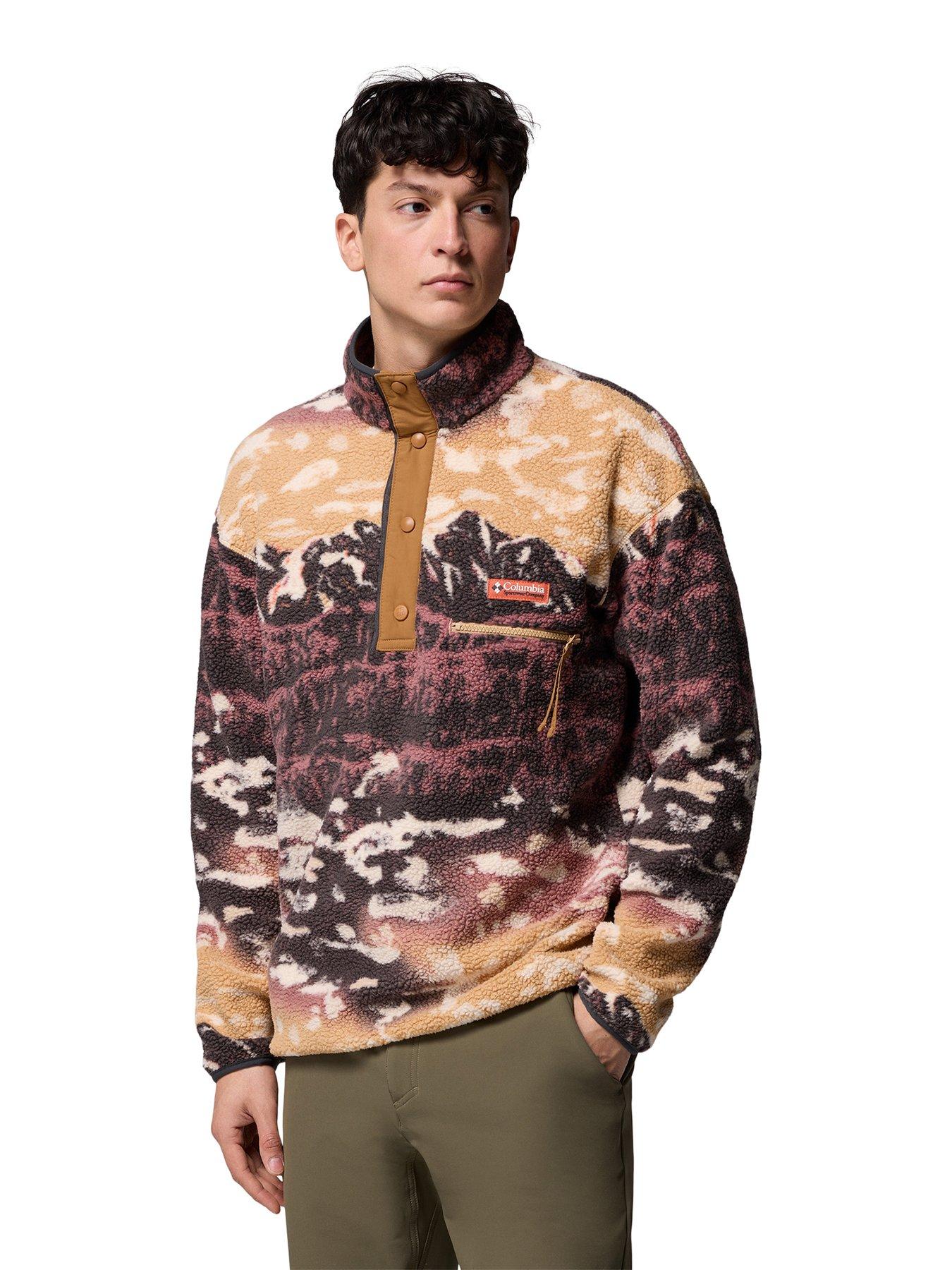 columbia-mens-helvetia-ii-printed-half-snap-fleece-brownoutfit