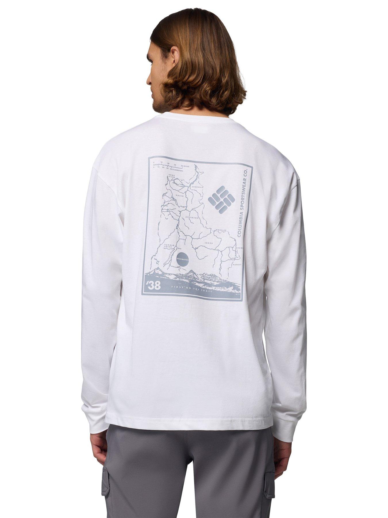 Columbia Men's Black Butte Long Sleeve Graphic T-Shirt - White