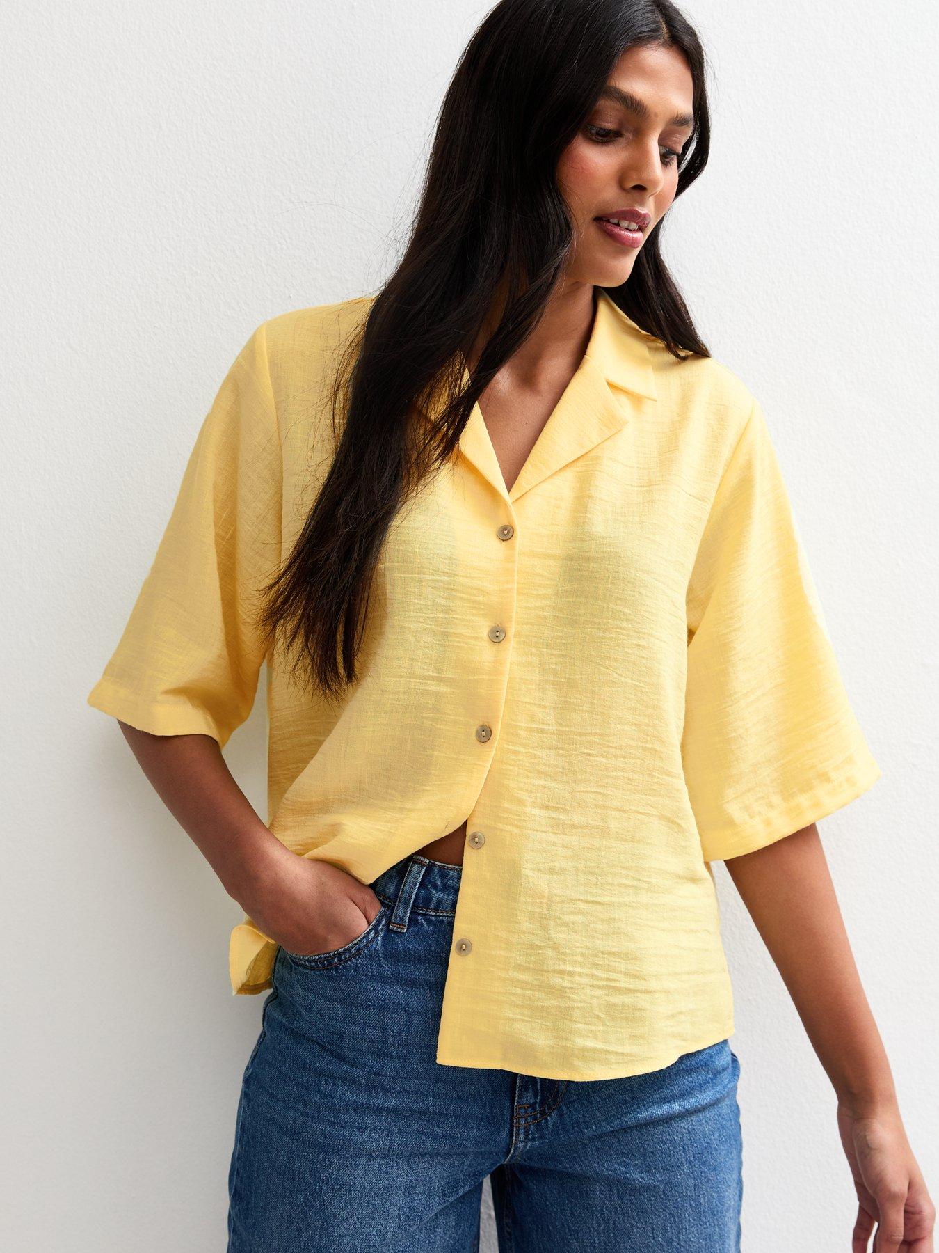 undefined Revere Collar Short Sleeve Shirt - Yellow