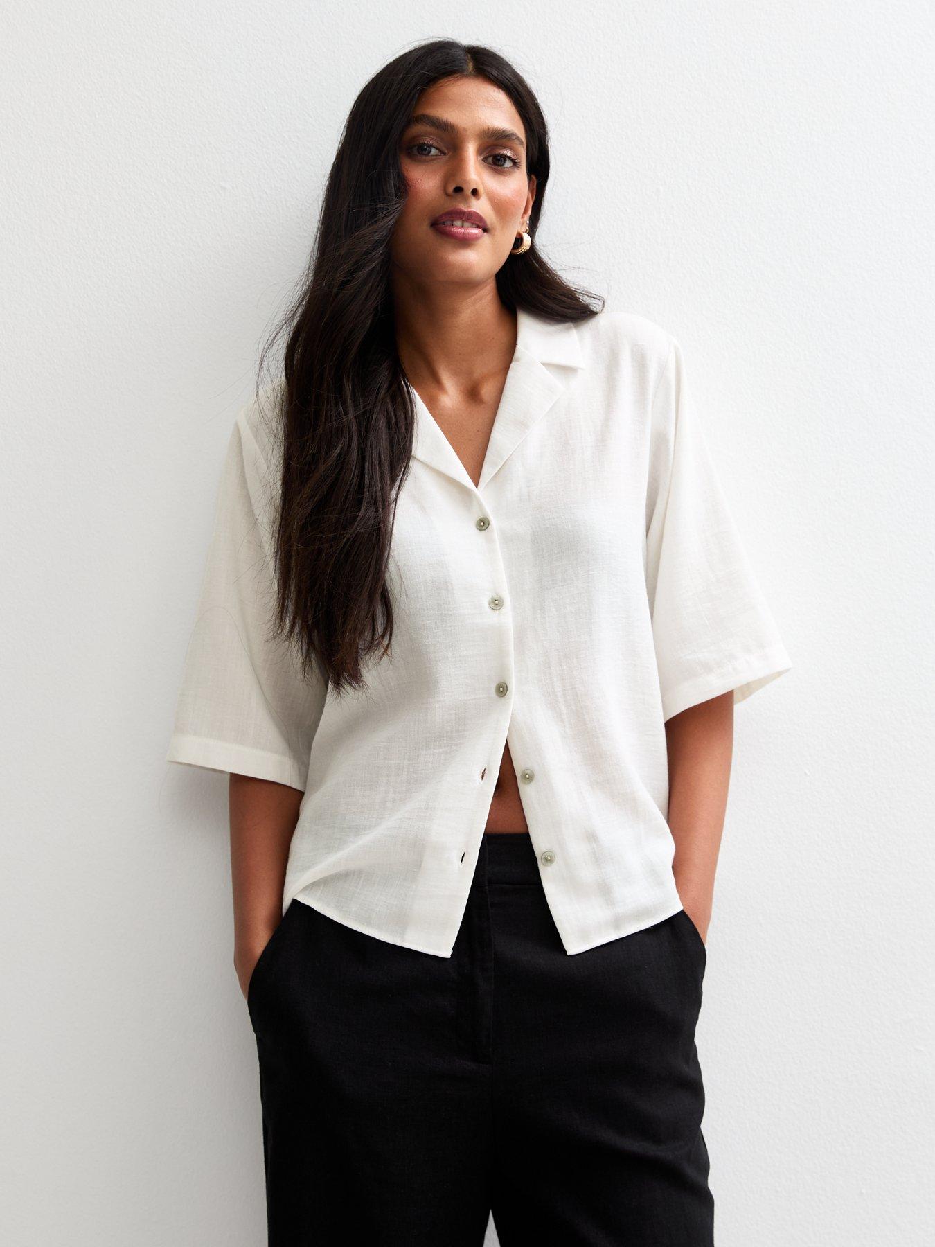 New Look White Revere Collar Short Sleeve Shirt