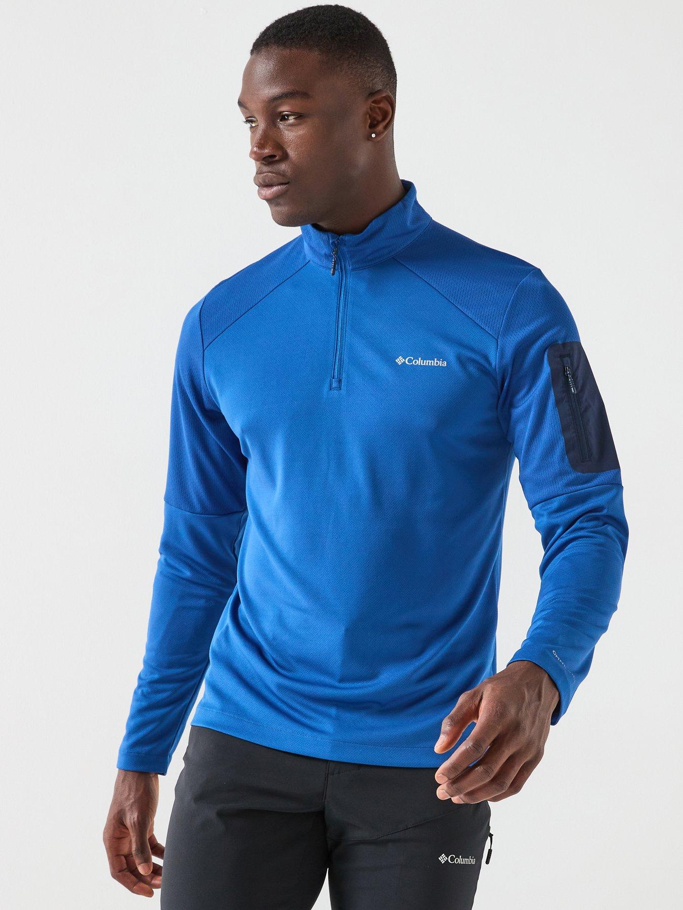 Columbia Mens Tech Knit 1/4 Zip Top - Blue