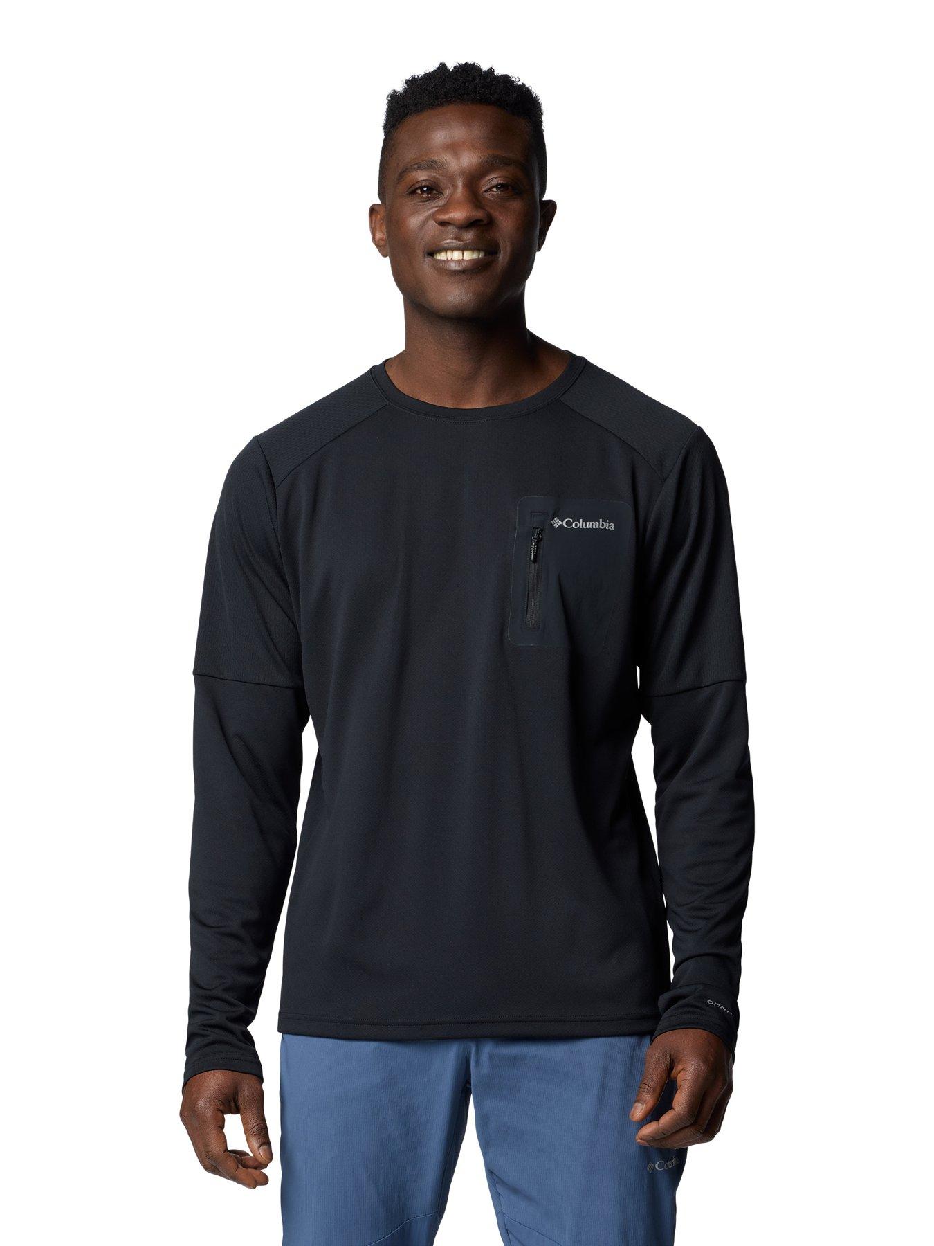 Columbia Mens Tech Knit Long Sleeve Crew Top- Black