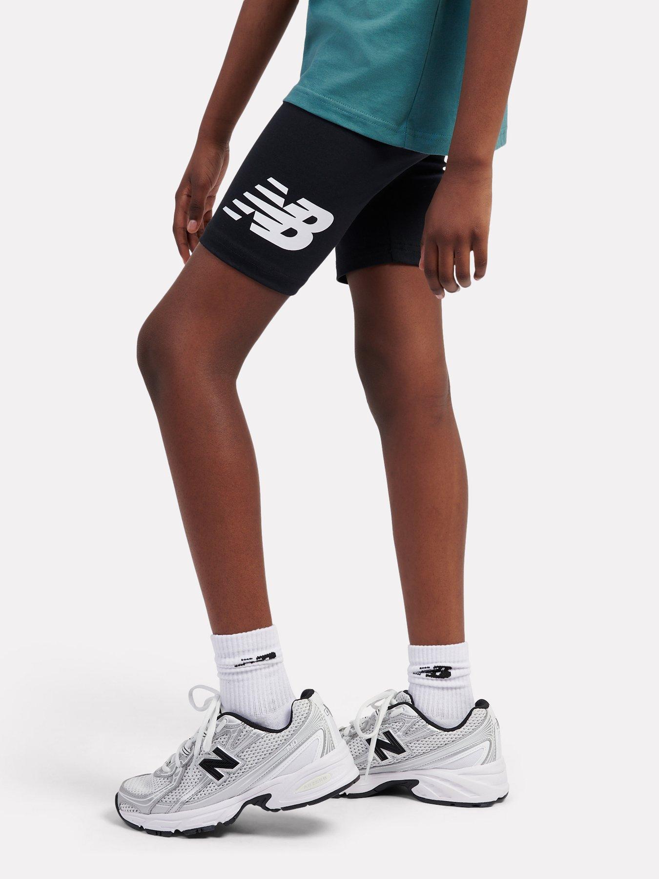 Image 4 of 6 of New Balance Junior Girls Stacked Logo Cycle Short - Black