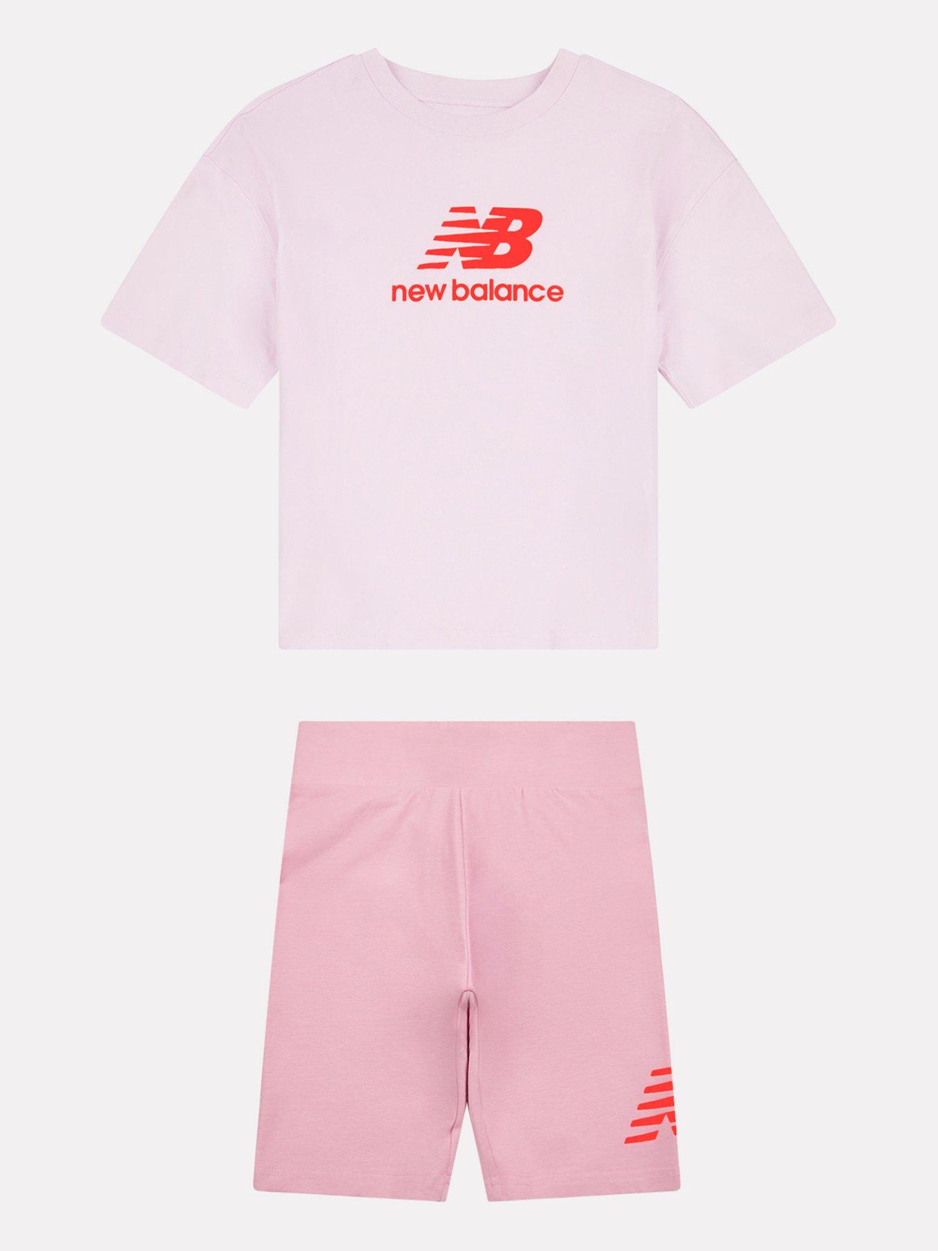 new-balance-junior-girls-stacked-logo-tee-and-cycle-short-set-pinkfront
