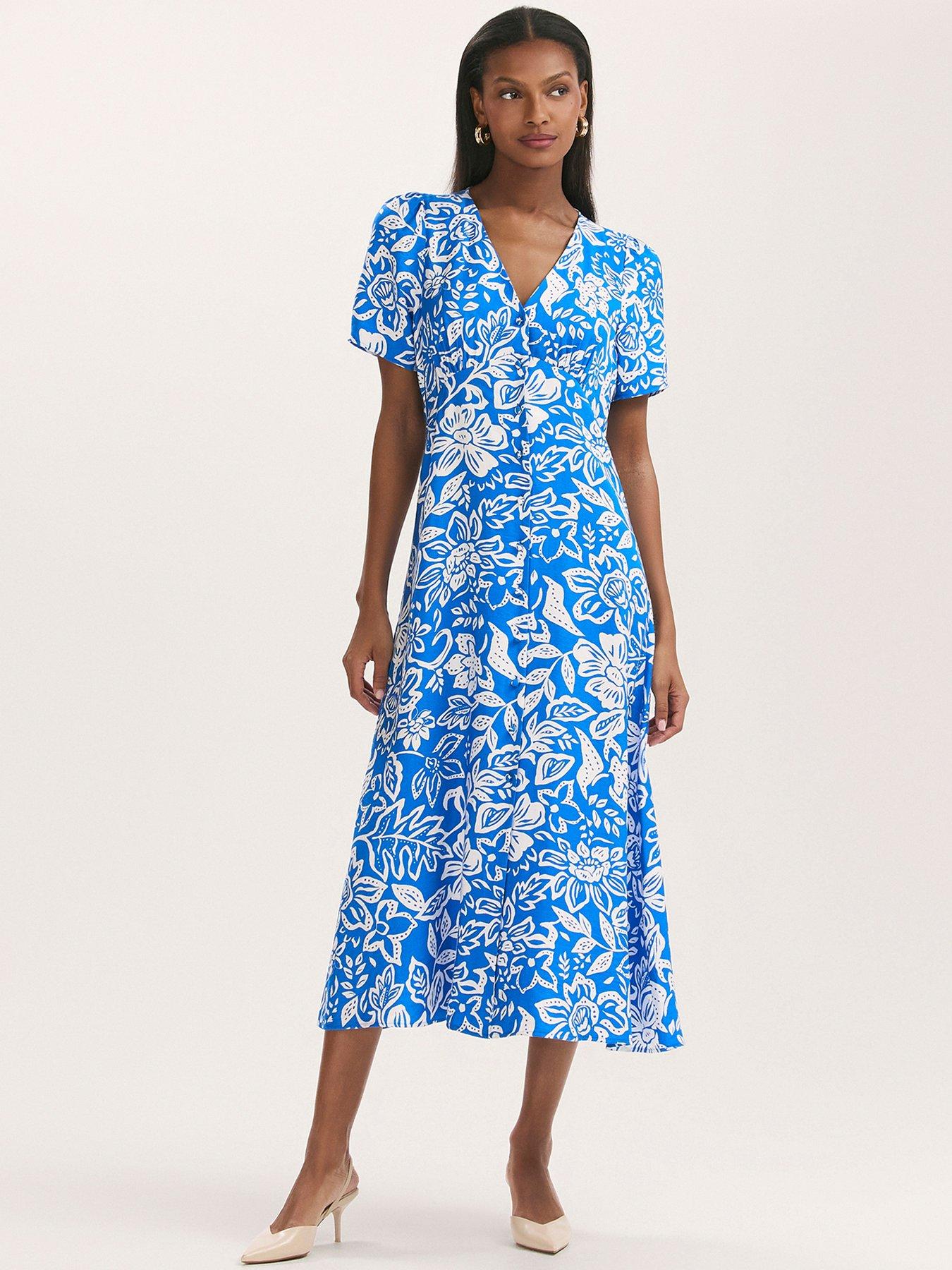 Image 1 of 4 of Finery Martina Dress - Blue