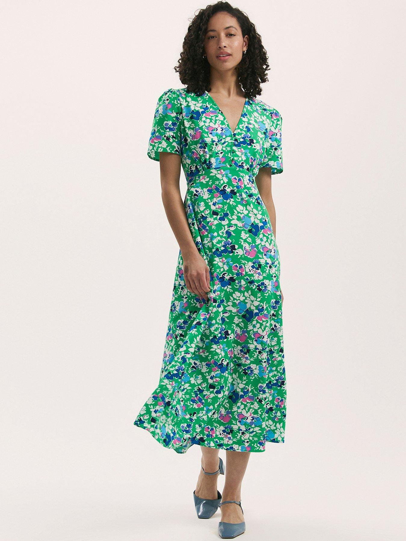 Image 1 of 4 of Finery Nieve Midi Dress - Green