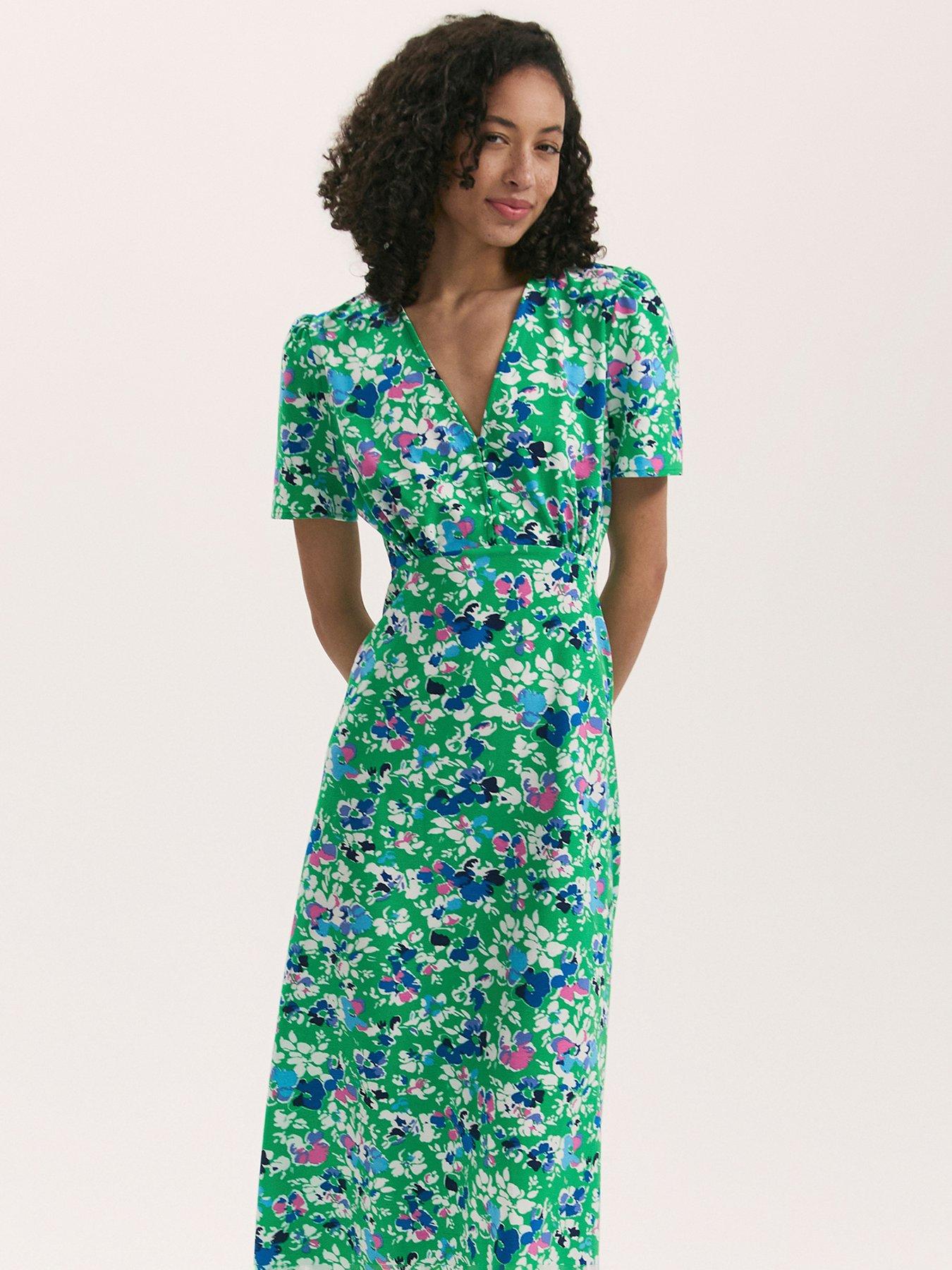 Image 3 of 4 of Finery Nieve Midi Dress - Green