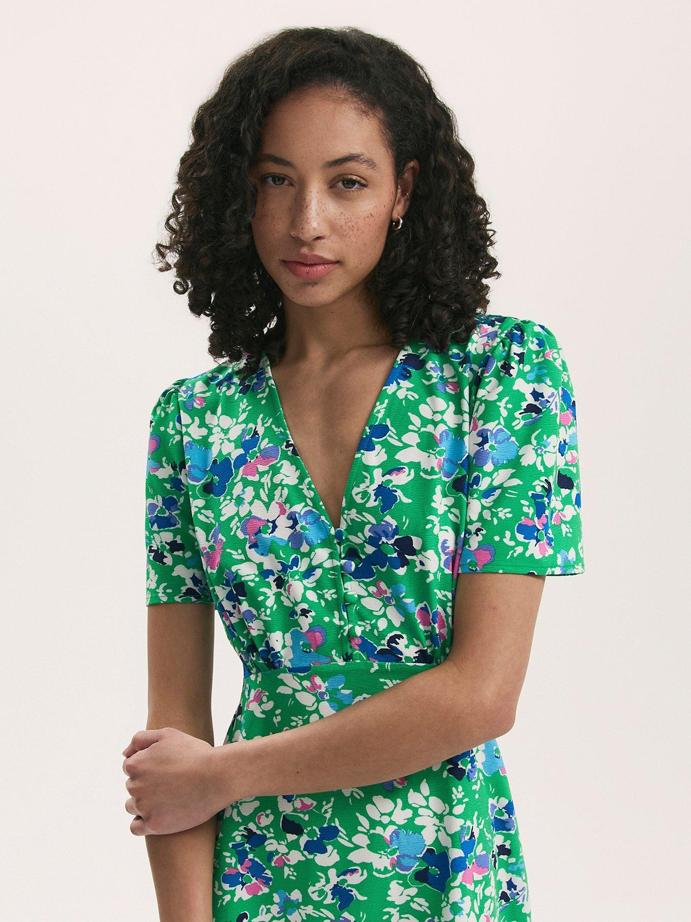 Image 4 of 4 of Finery Nieve Midi Dress - Green