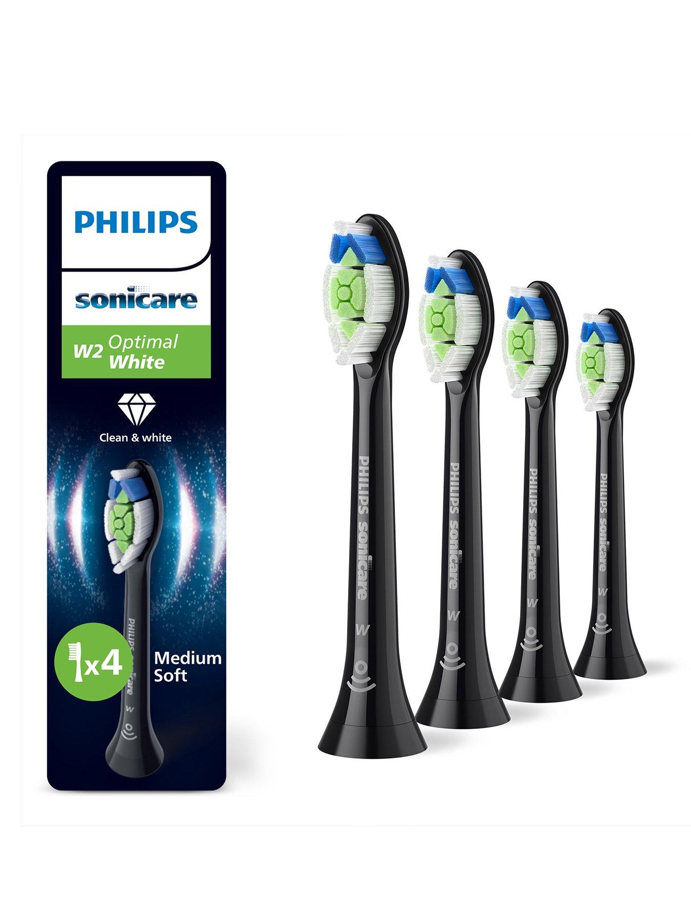 Philips Philips Sonicare W2 Optimal White, Genuine Replacement Toothbrush Heads, Black, 4 Pack, HX6064/88