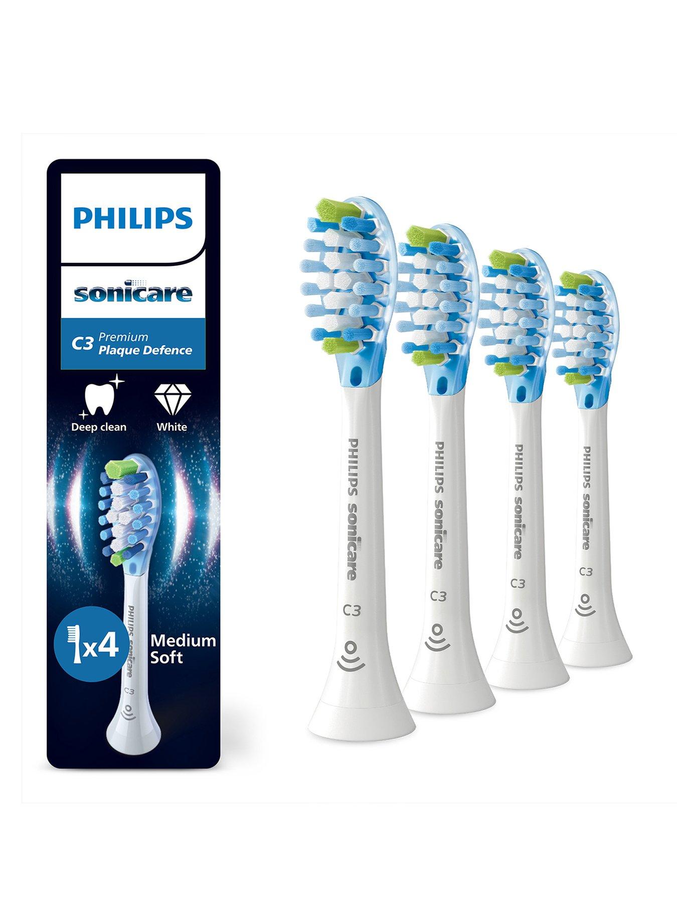 undefined Philips Sonicare C3 Premium Plaque Defence, Genuine Replacement Toothbrush Heads, White, 4 Pack, HX9044/87