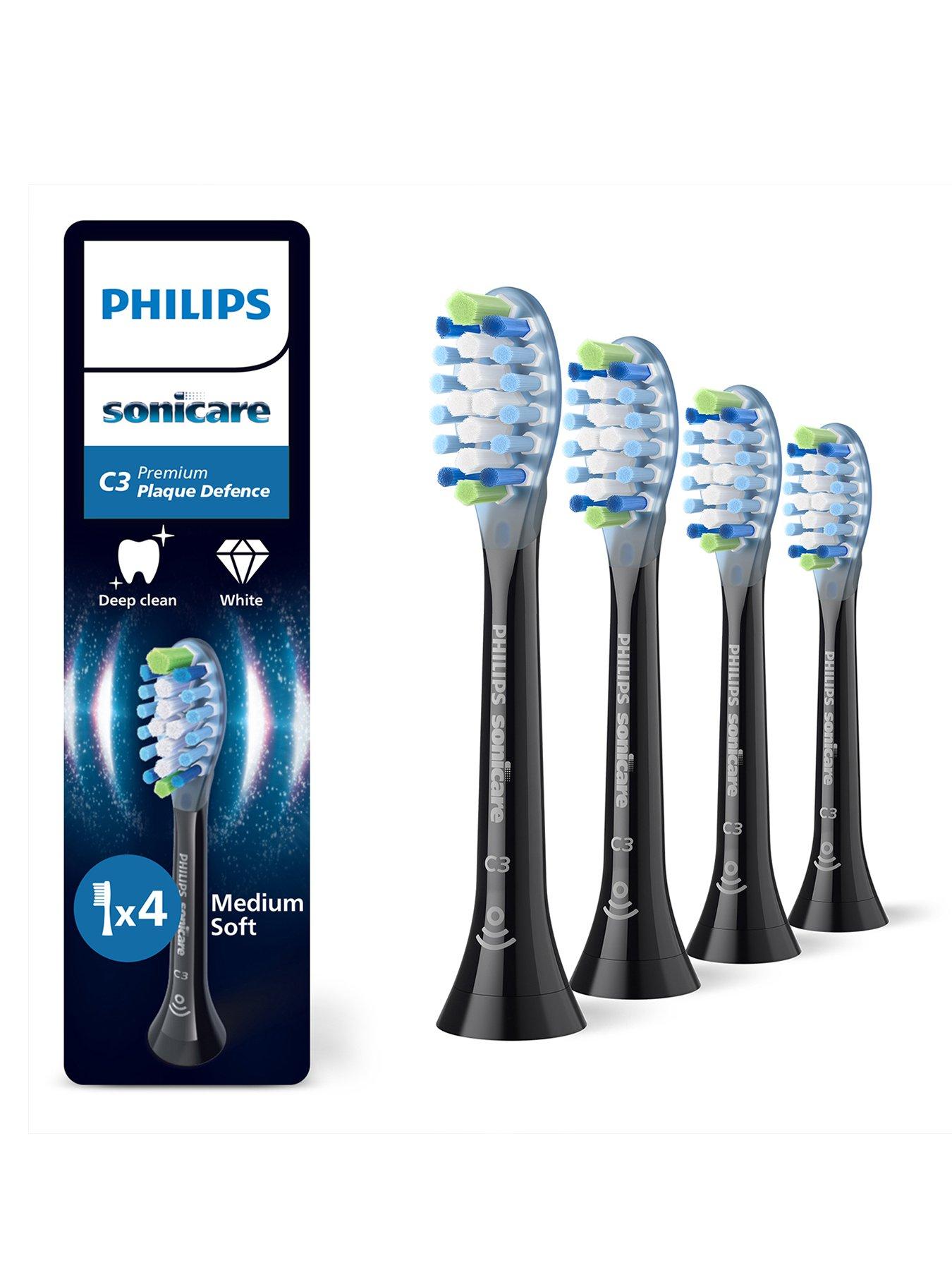 undefined Philips Sonicare C3 Premium Plaque Defence, Genuine Replacement Toothbrush Heads, Black, 4 Pack, HX9044/88