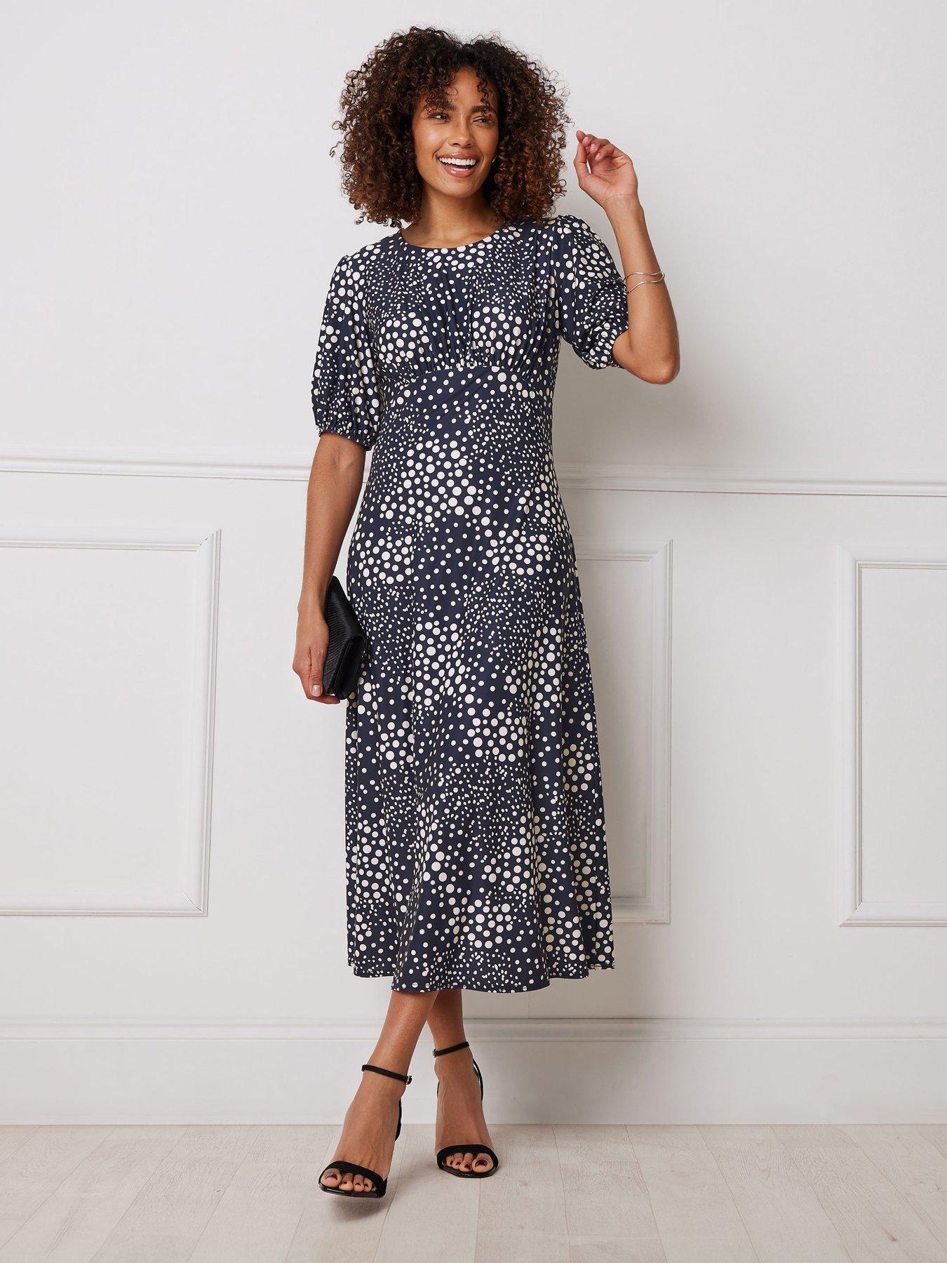undefined Spot Print Midi Dress - Blue