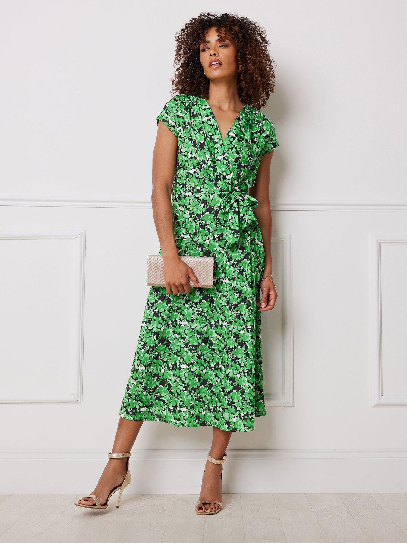 Image of M&Co Floral Side Twist Dress - Green