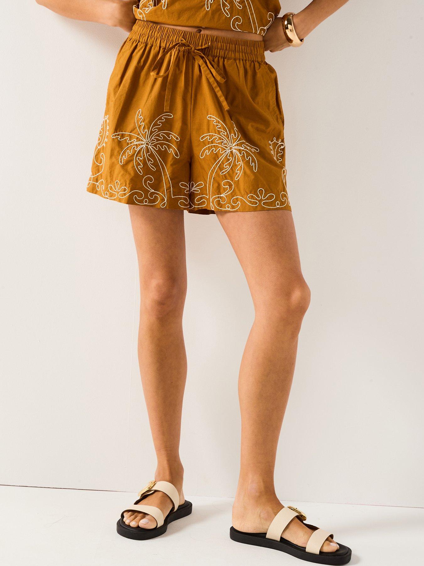 jdy-eliza-embroidery-high-waist-shorts-brown