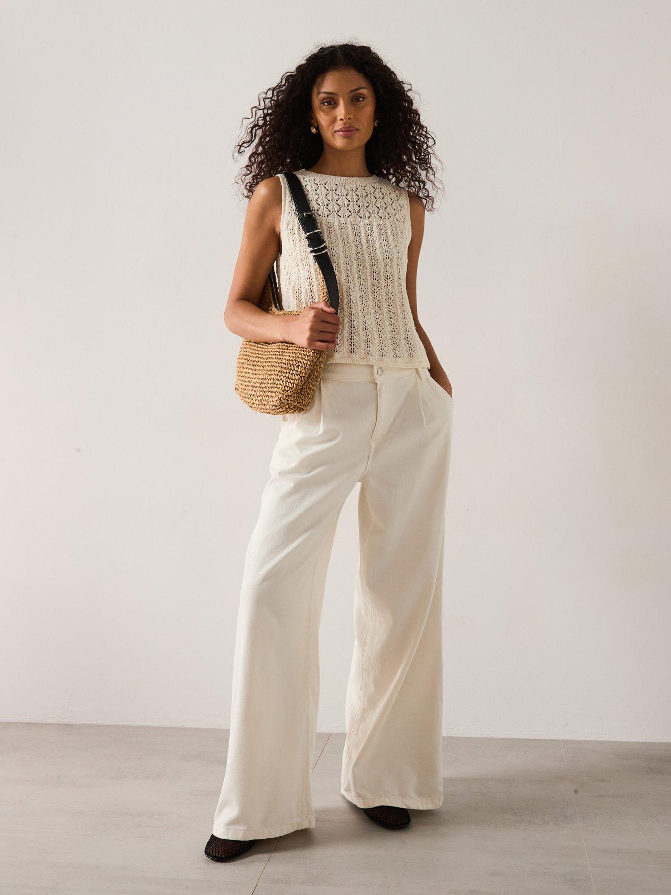 Image 3 of 6 of Only Loxy Structure O-Neck Knitted Top - Rose/Ecru