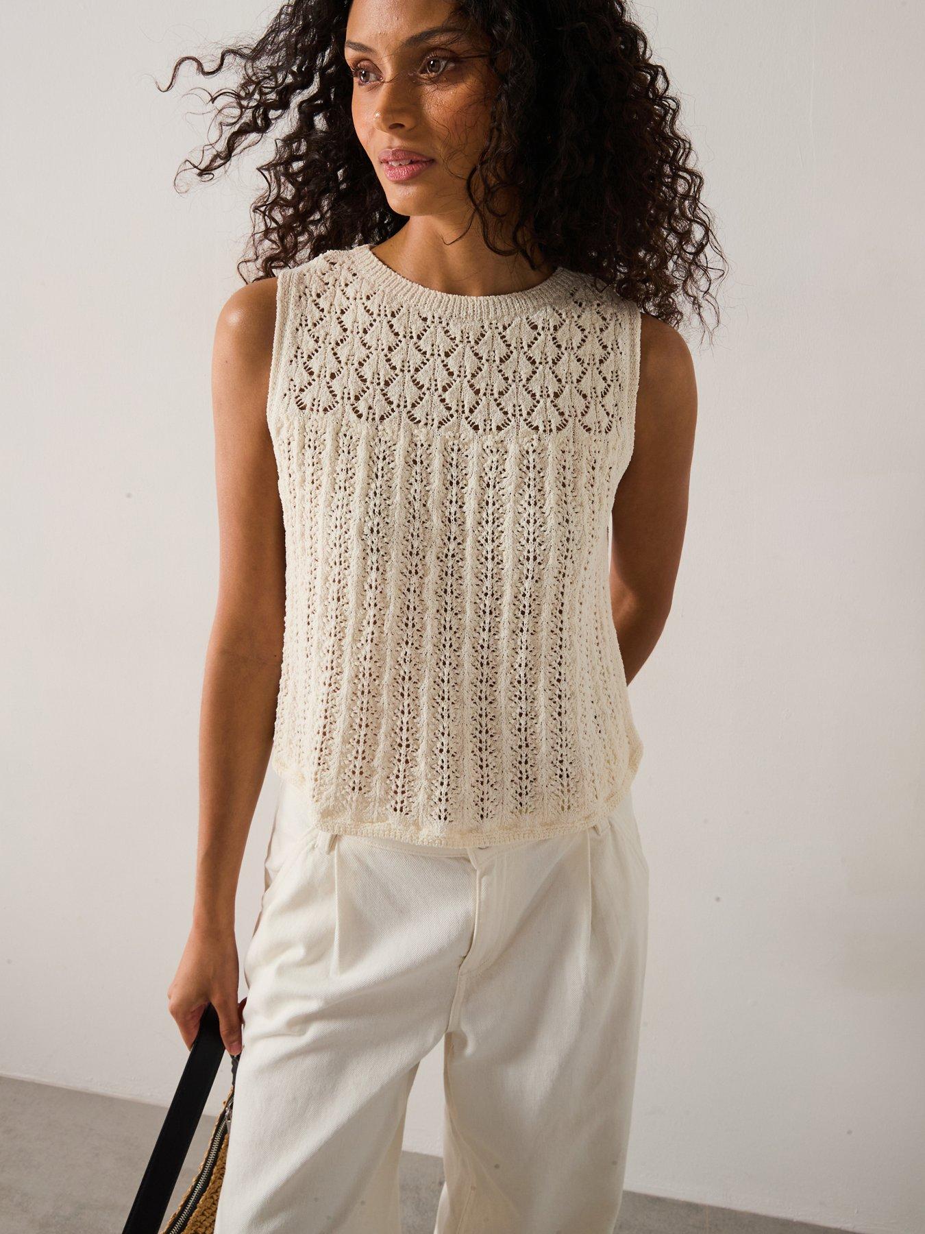 Image 4 of 6 of Only Loxy Structure O-Neck Knitted Top - Rose/Ecru
