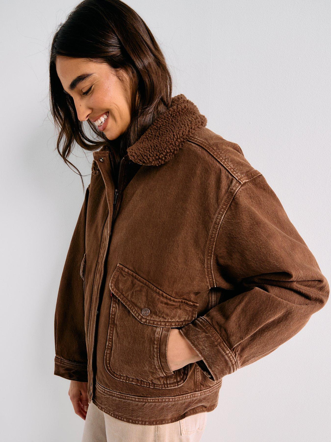 Levi's Sherpa Bomber Jacket - Lariat Luck Bomber - Brown