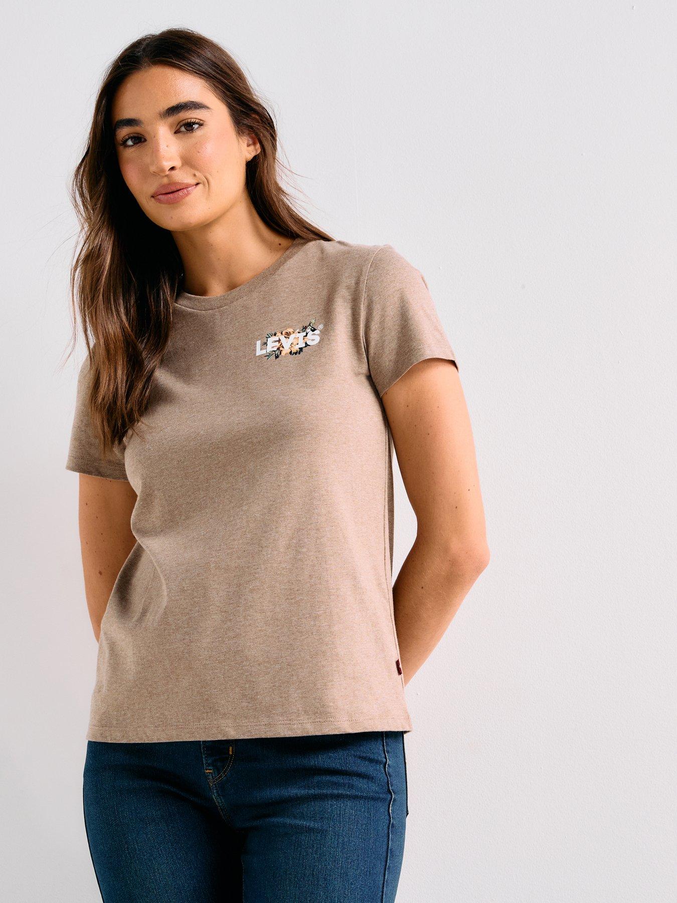 Levi's Perfect T-Shirt - Hummingbird Hl Logo Taupe Gray Heather - Beige