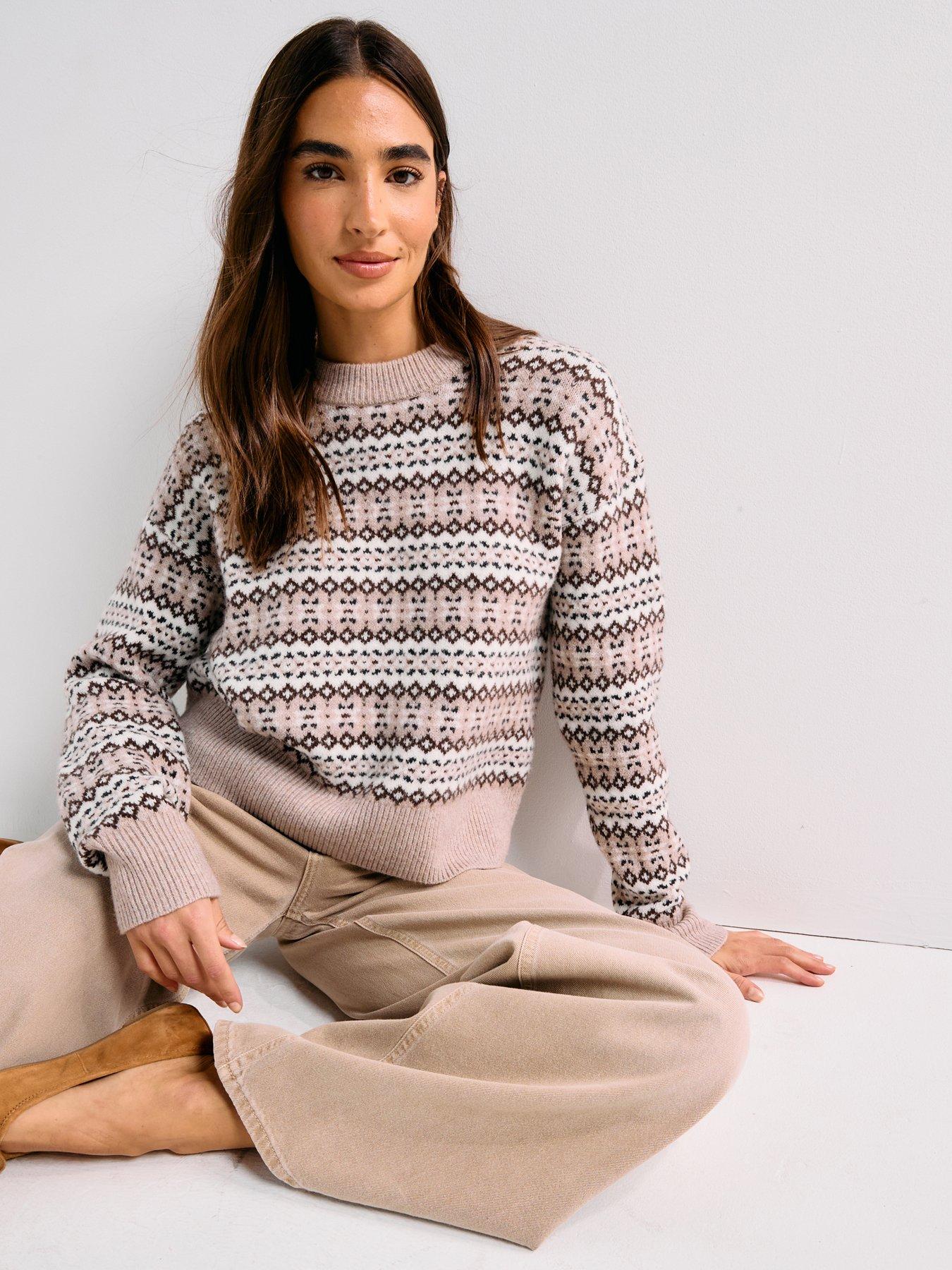 Levi's Ines Fairisle Sweater - Taupe Heather Wool Blend