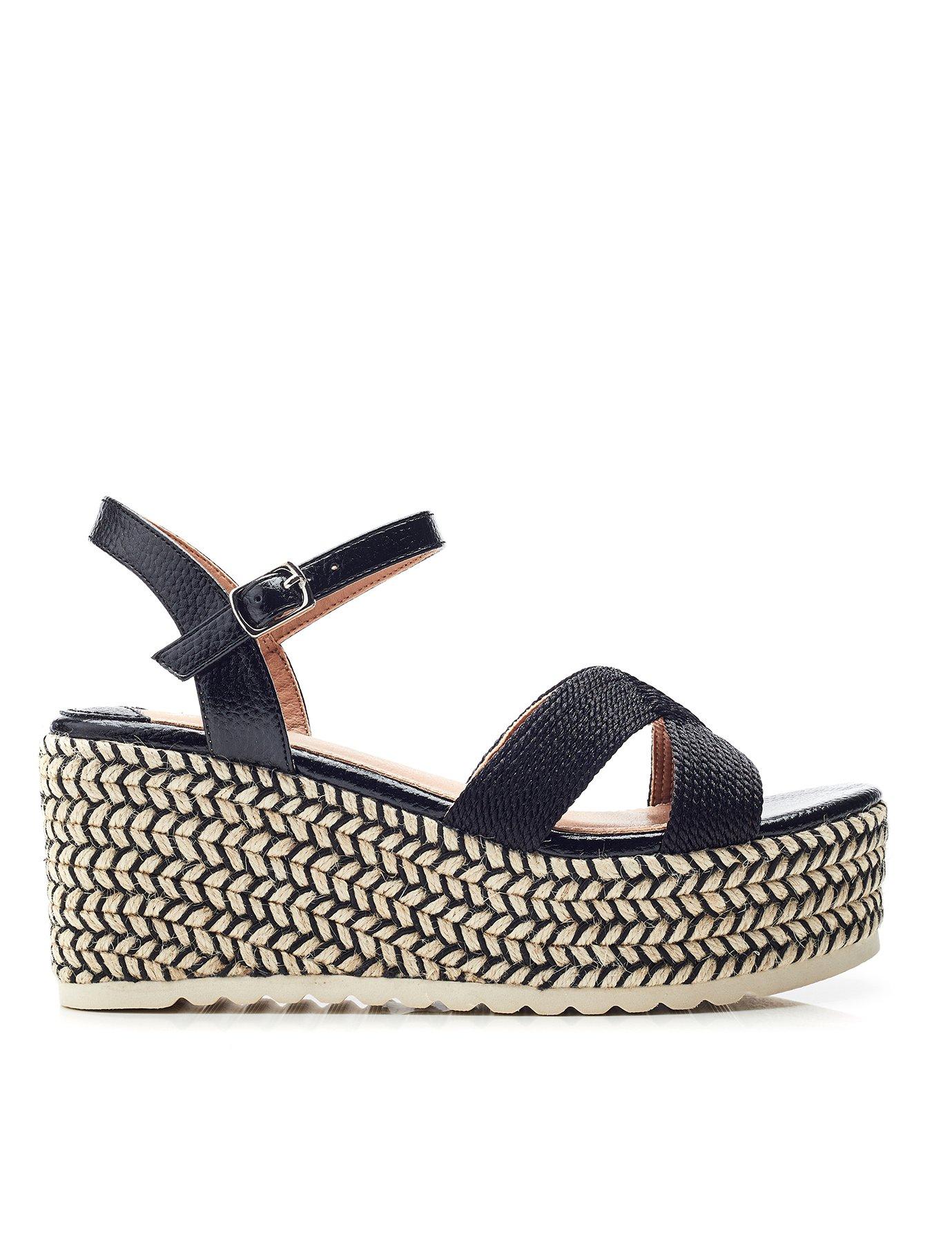 Image of Moda In Pelle Pialva Wedge Sandals - Black