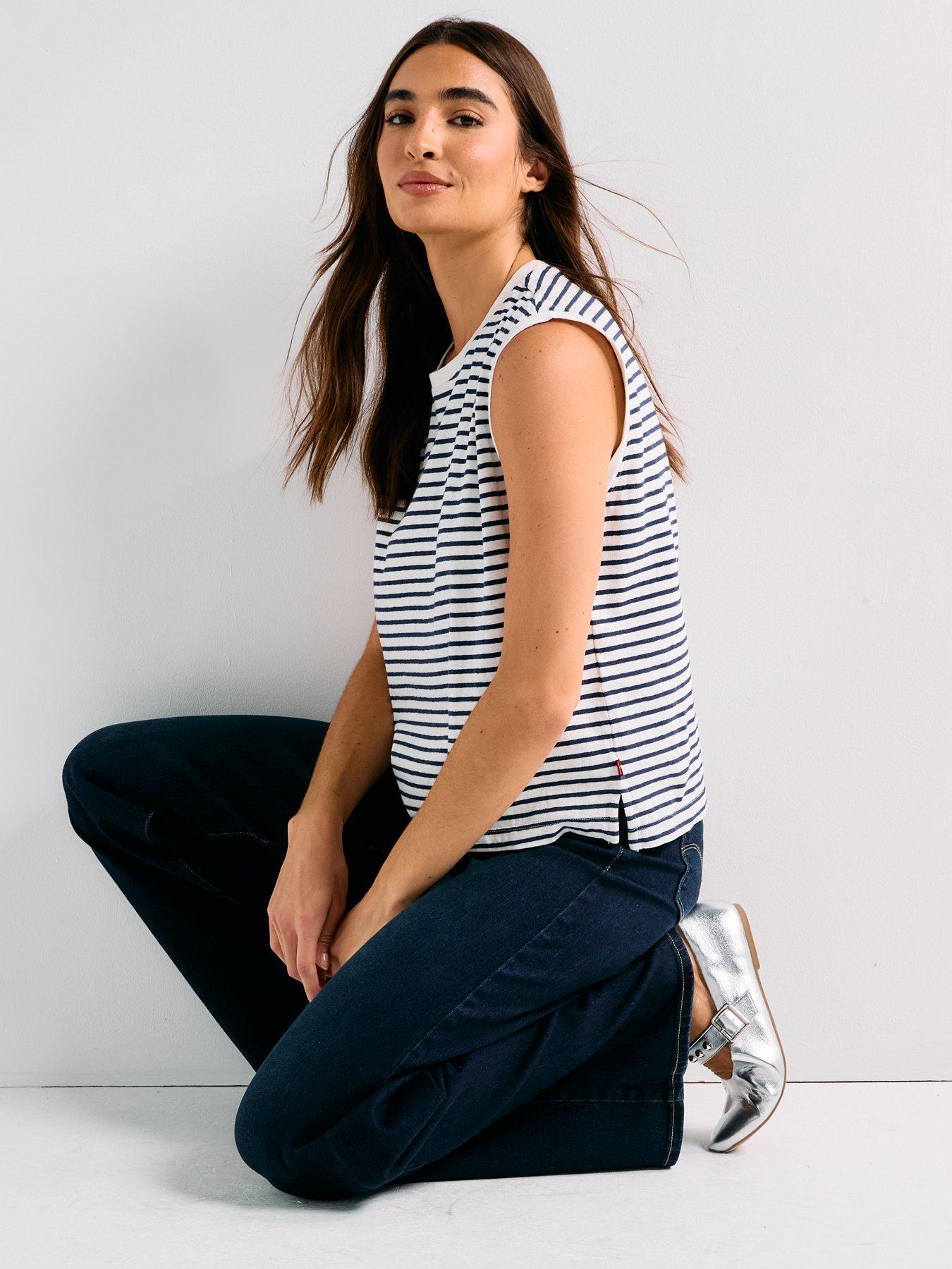 Levi's Boxy Tank - Emmi Stripe Peacoat Slub - Blue