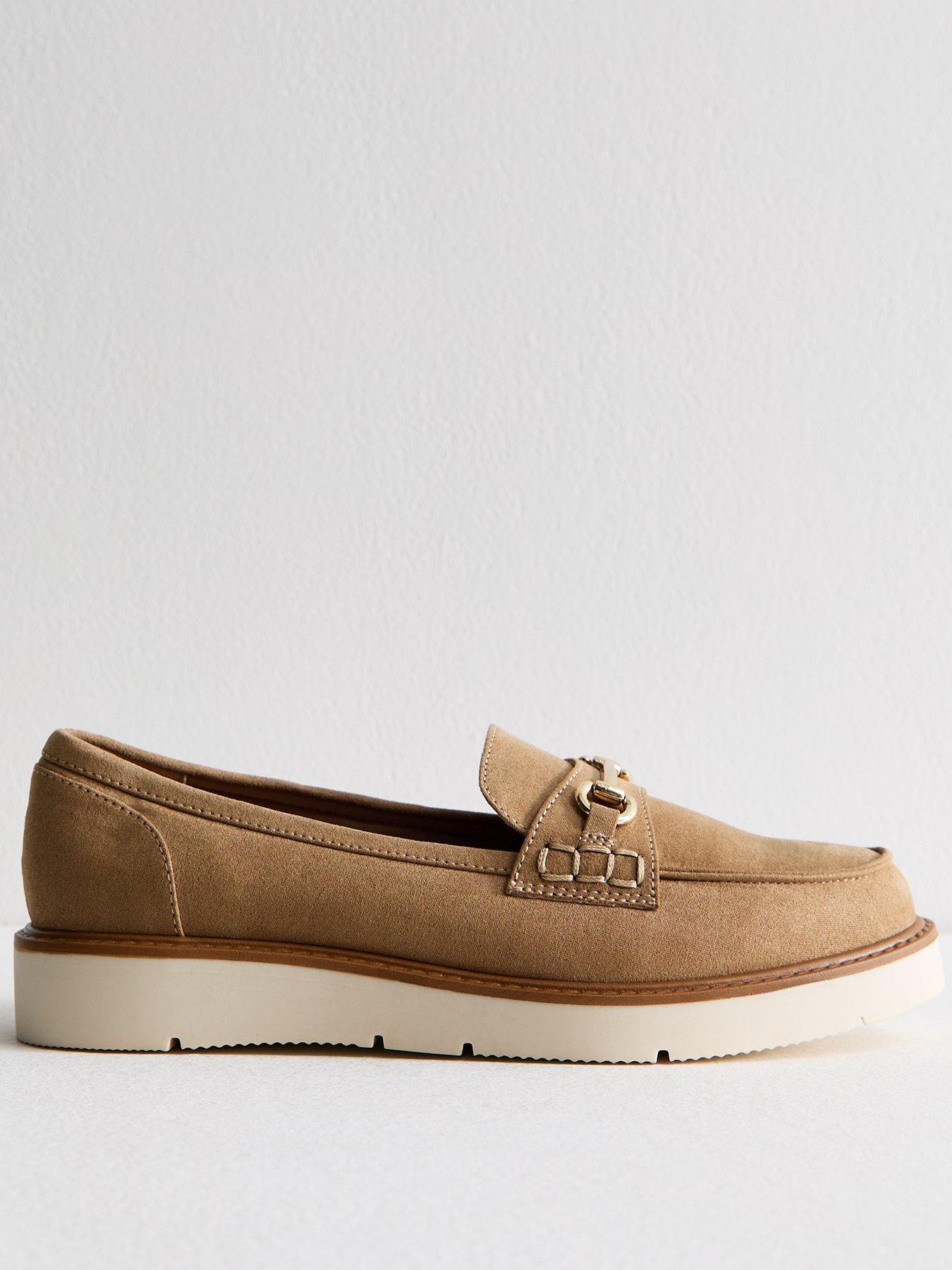 New Look Wide Fit Camel Faux Suede Snaffle Detail Loafers