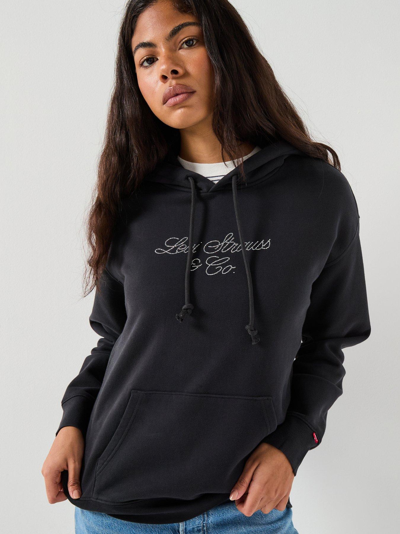 Levi's Graphic Heritage Hoodie - Hoodie Rhinestone Script Anthracite - Black