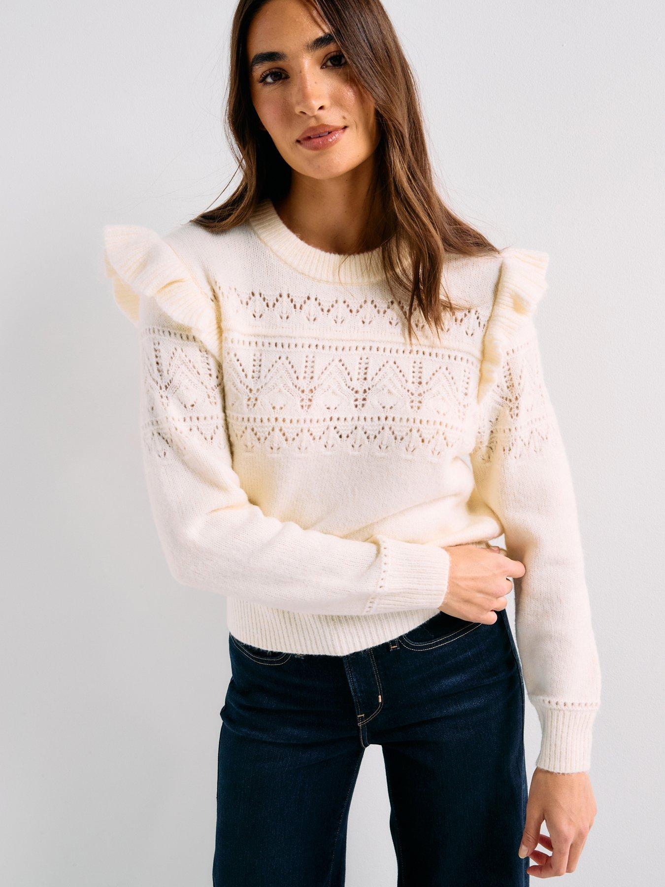 Levi's Shane Flutter Sleeve Sweater - Tofu Pointelle - Beige