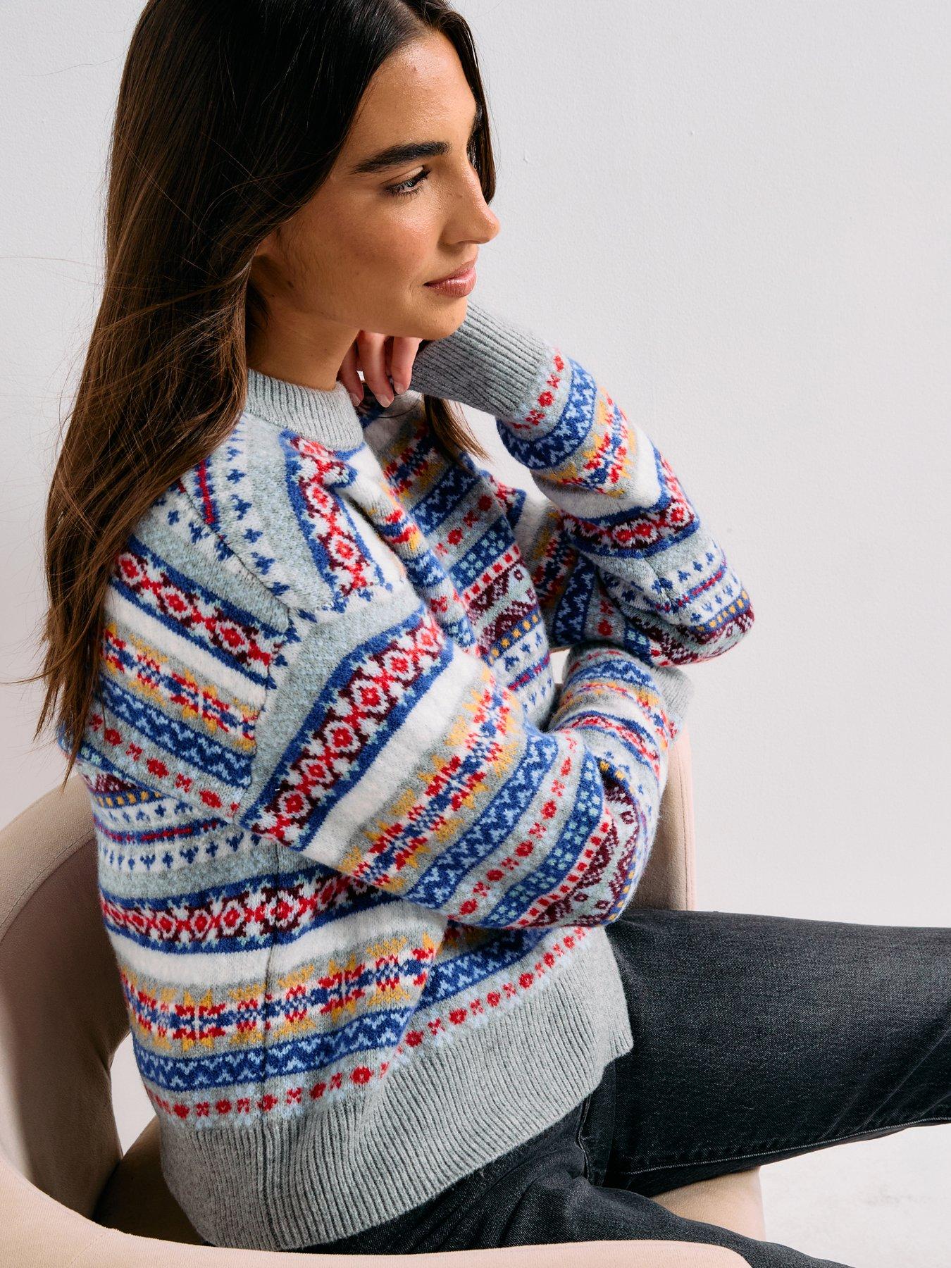 Image 1 of 6 of Levi's Ines Fairisle Sweater - Leandra Fairisle Tawny Port Wool Blend - Multi