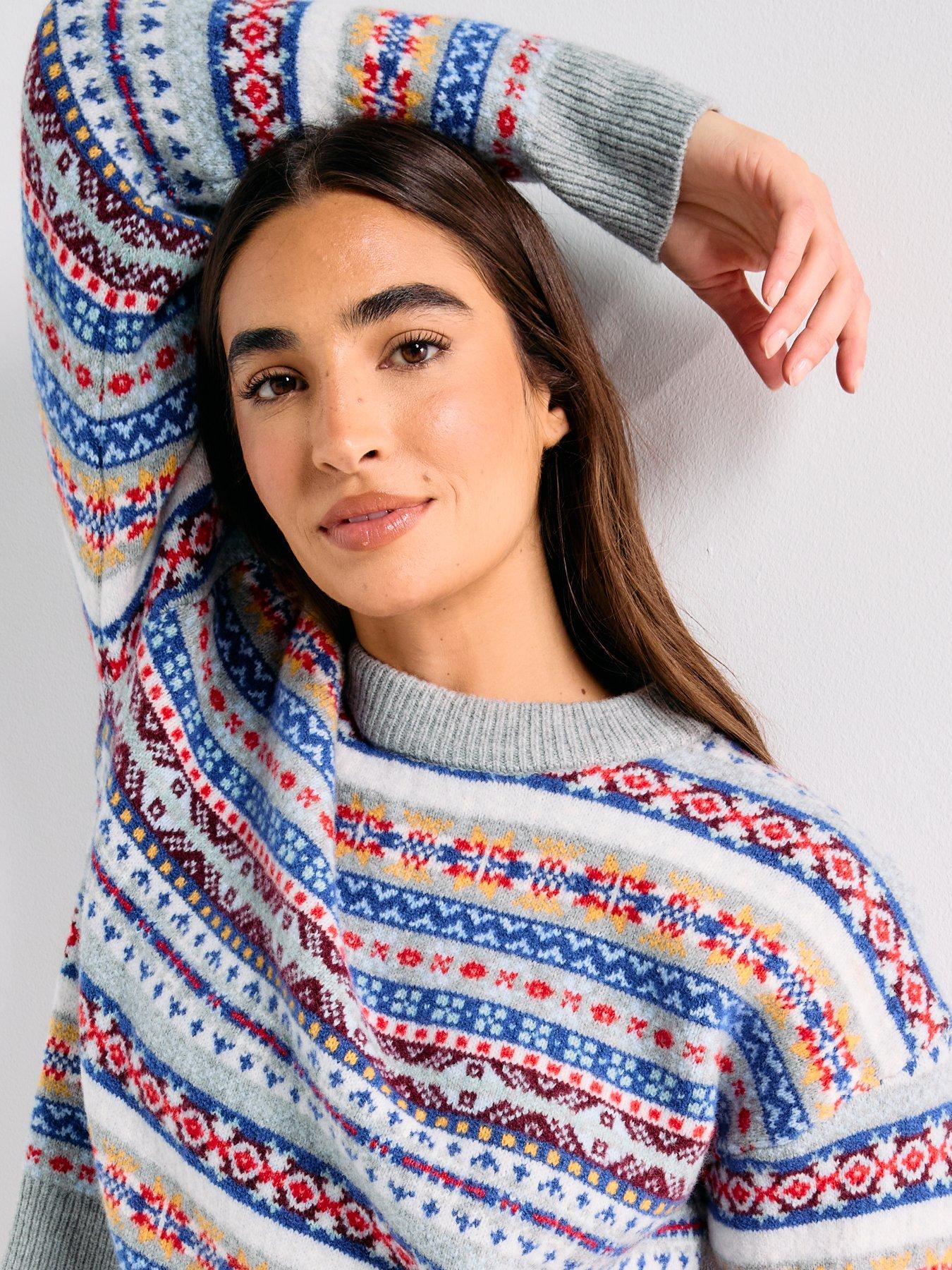 Image 5 of 6 of Levi's Ines Fairisle Sweater - Leandra Fairisle Tawny Port Wool Blend - Multi