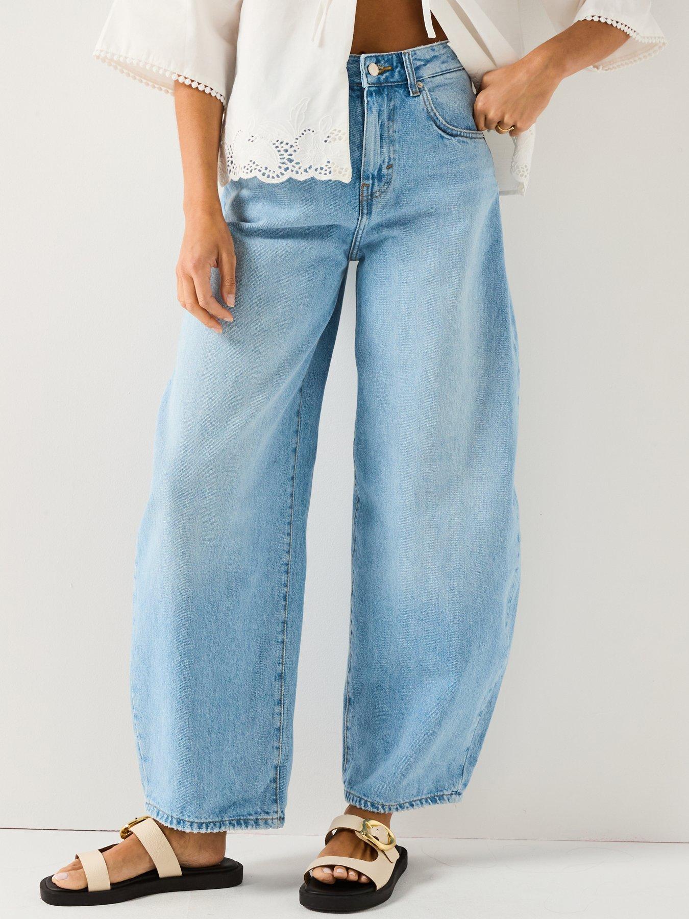 Only Taylor High Waist Barrel Leg Jeans - Blue