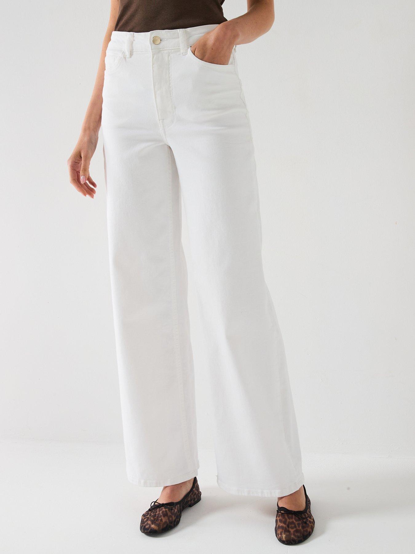 Image of JDY Felina-Fina High Waist Wide Leg Denim Jean - White