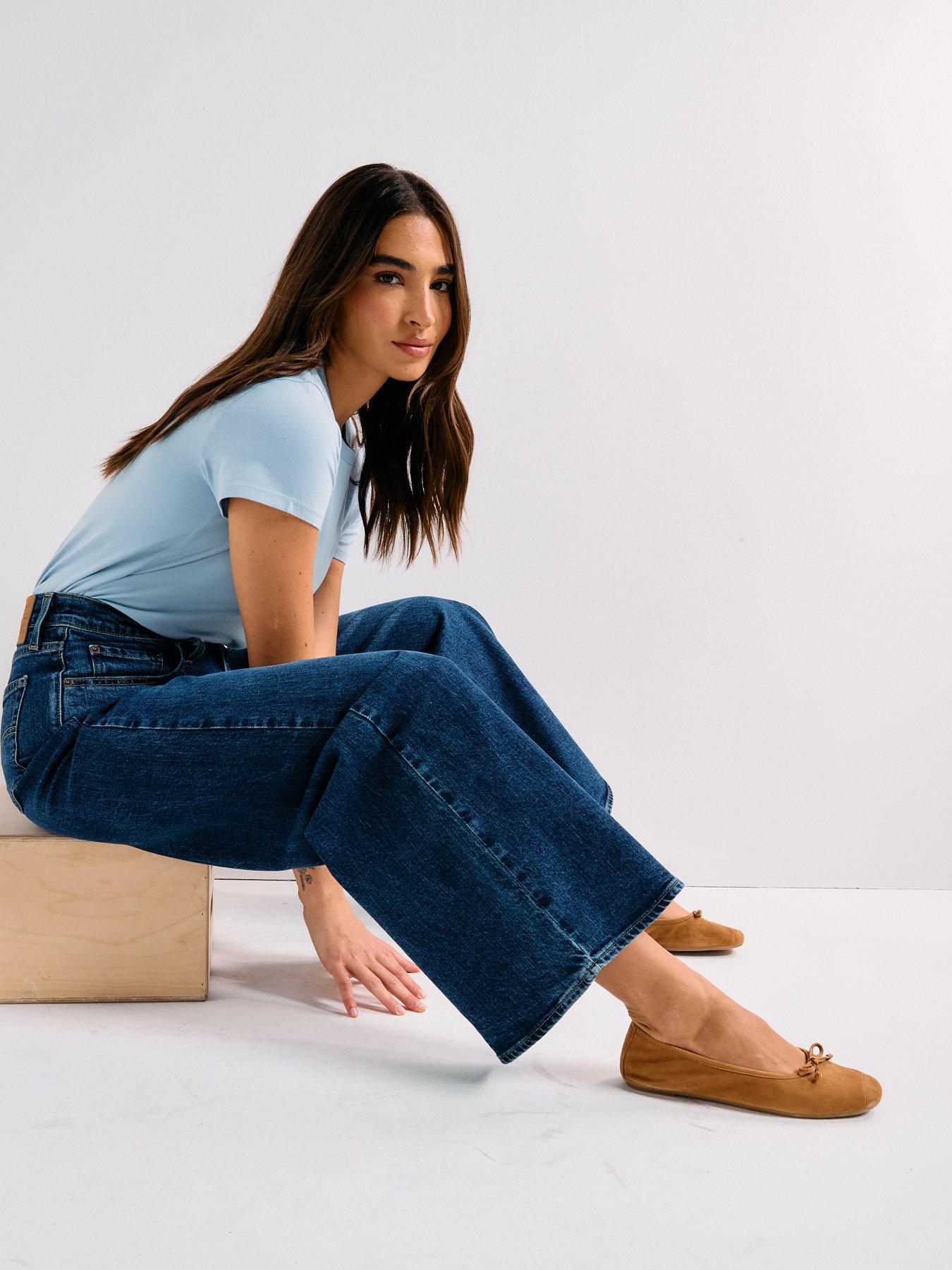 Levi's 728 High Rise Wide Leg Jeans - Woodstock Wide Leg - Navy