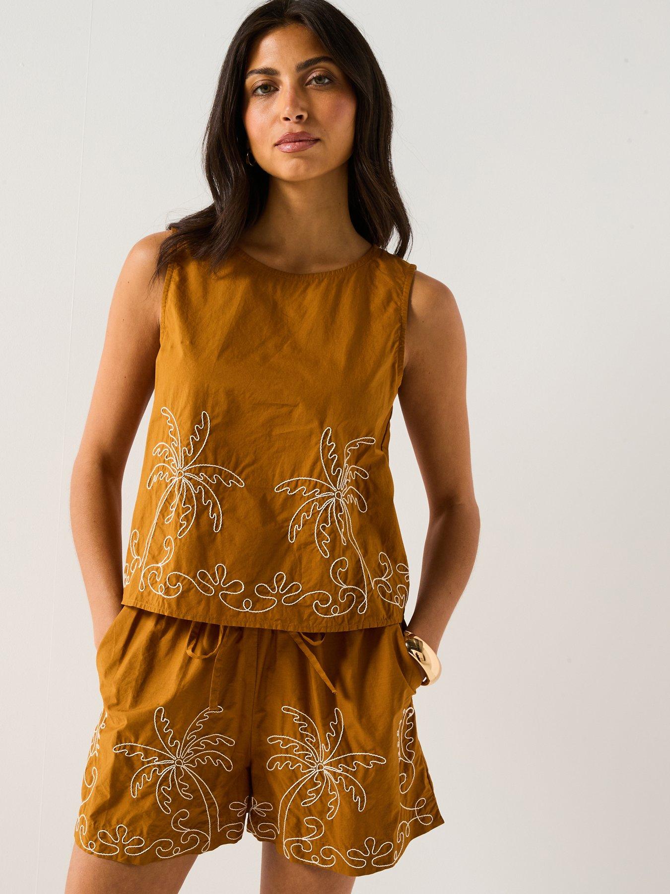 JDY Embroidered Woven Top - Mustard