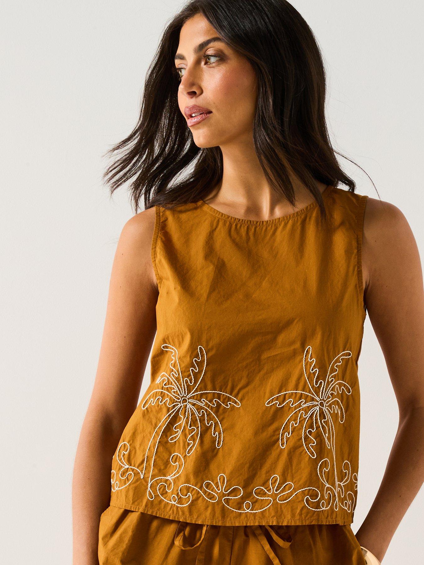 Image 4 of 5 of JDY Embroidered Woven Top - Mustard