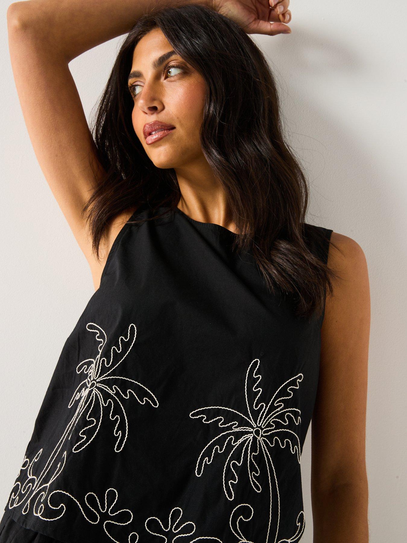 Image 4 of 4 of JDY Embroidered Woven Top - Black