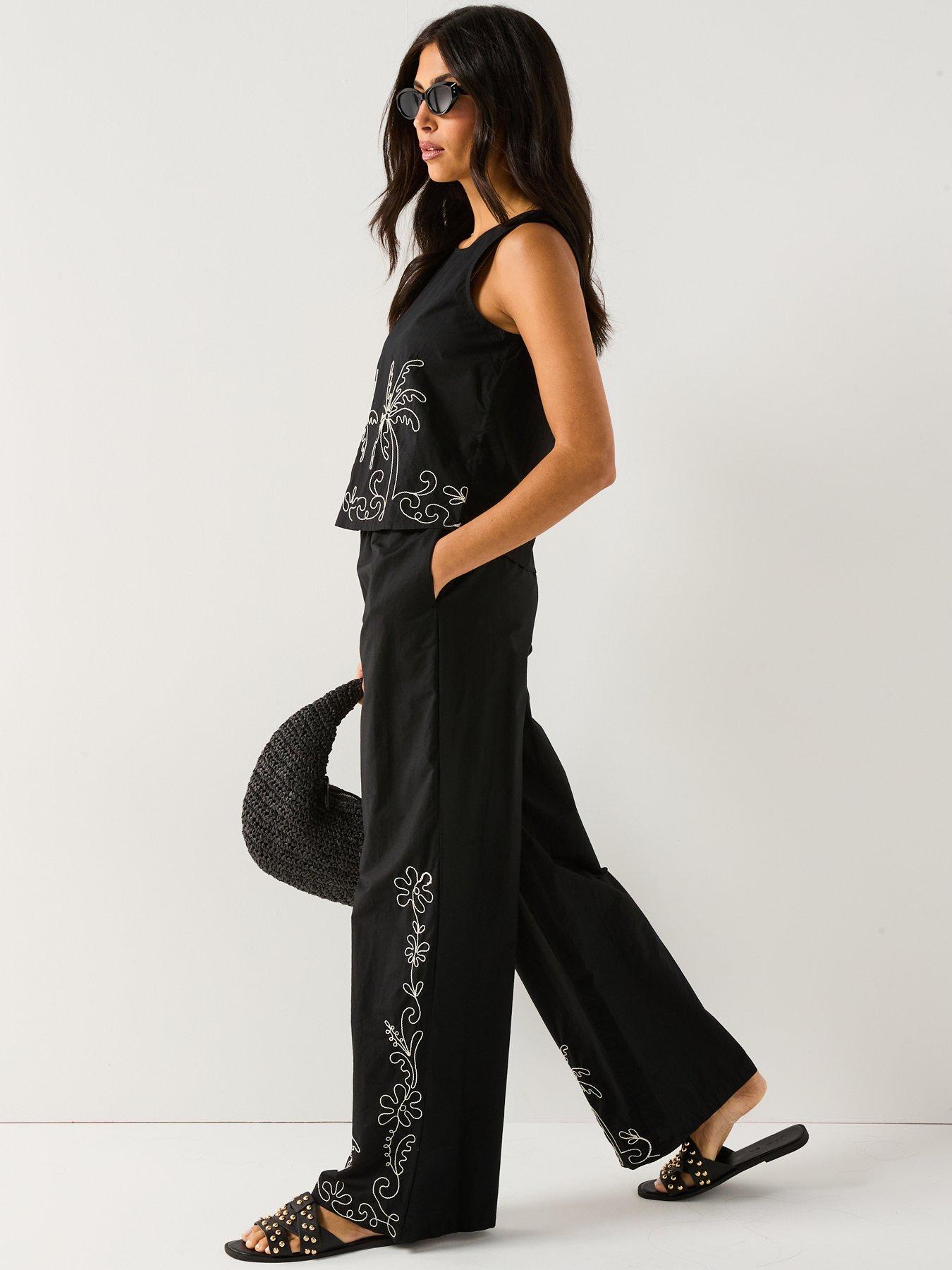 Image 3 of 4 of JDY Embroidered Woven Trousers - Black
