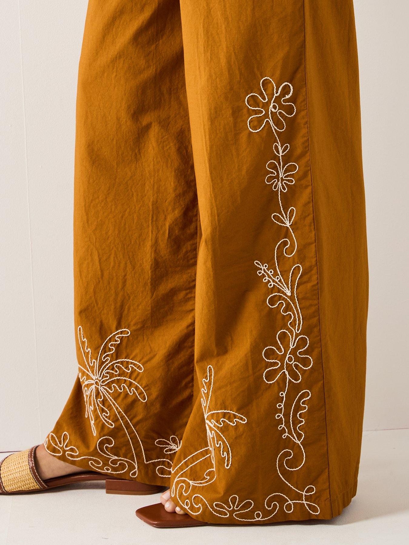 Image 4 of 4 of JDY Embroidered Woven Trousers - Mustard