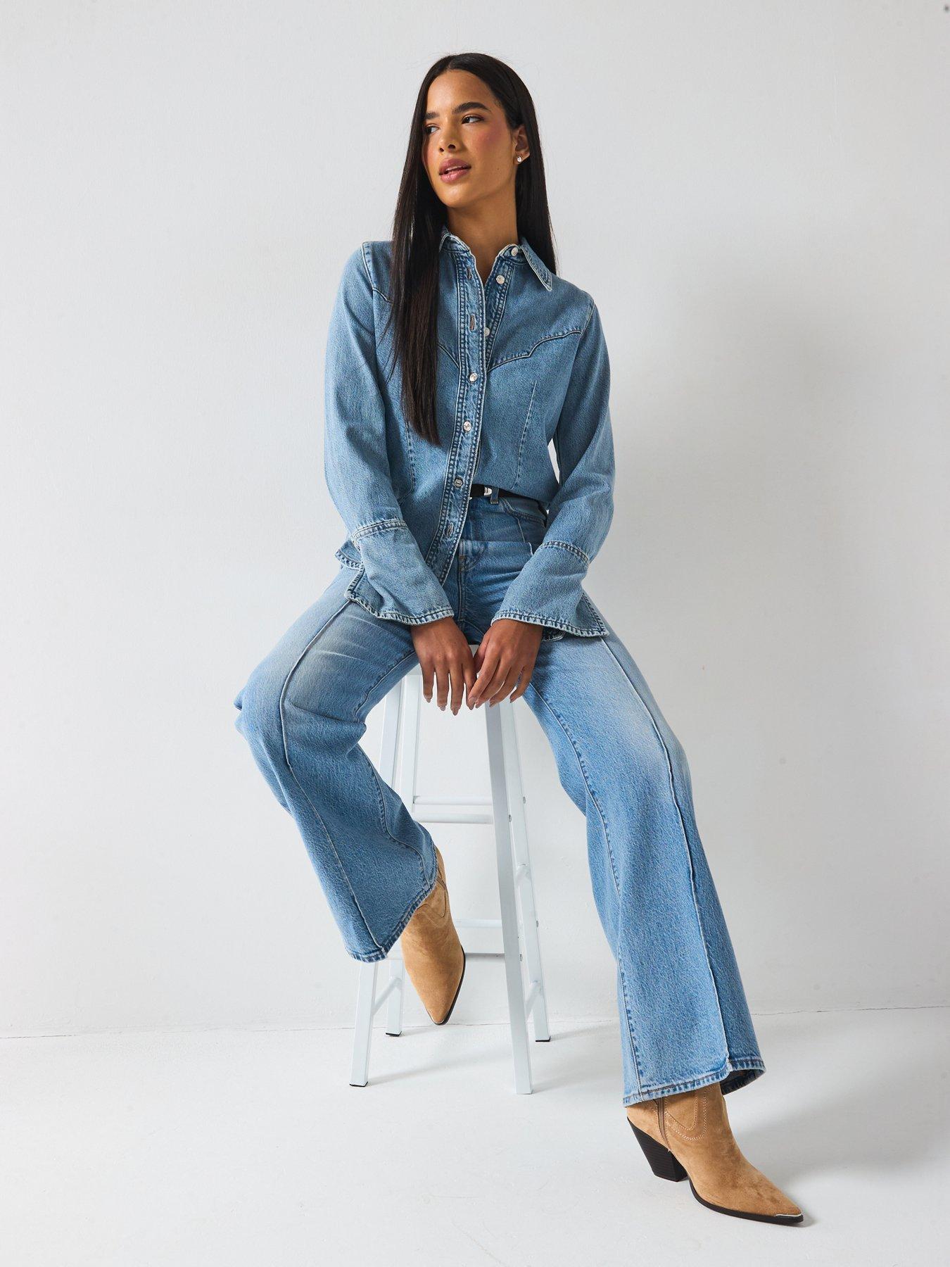Image 3 of 6 of Levi's Ribcage Bells Western Jeans - Blue