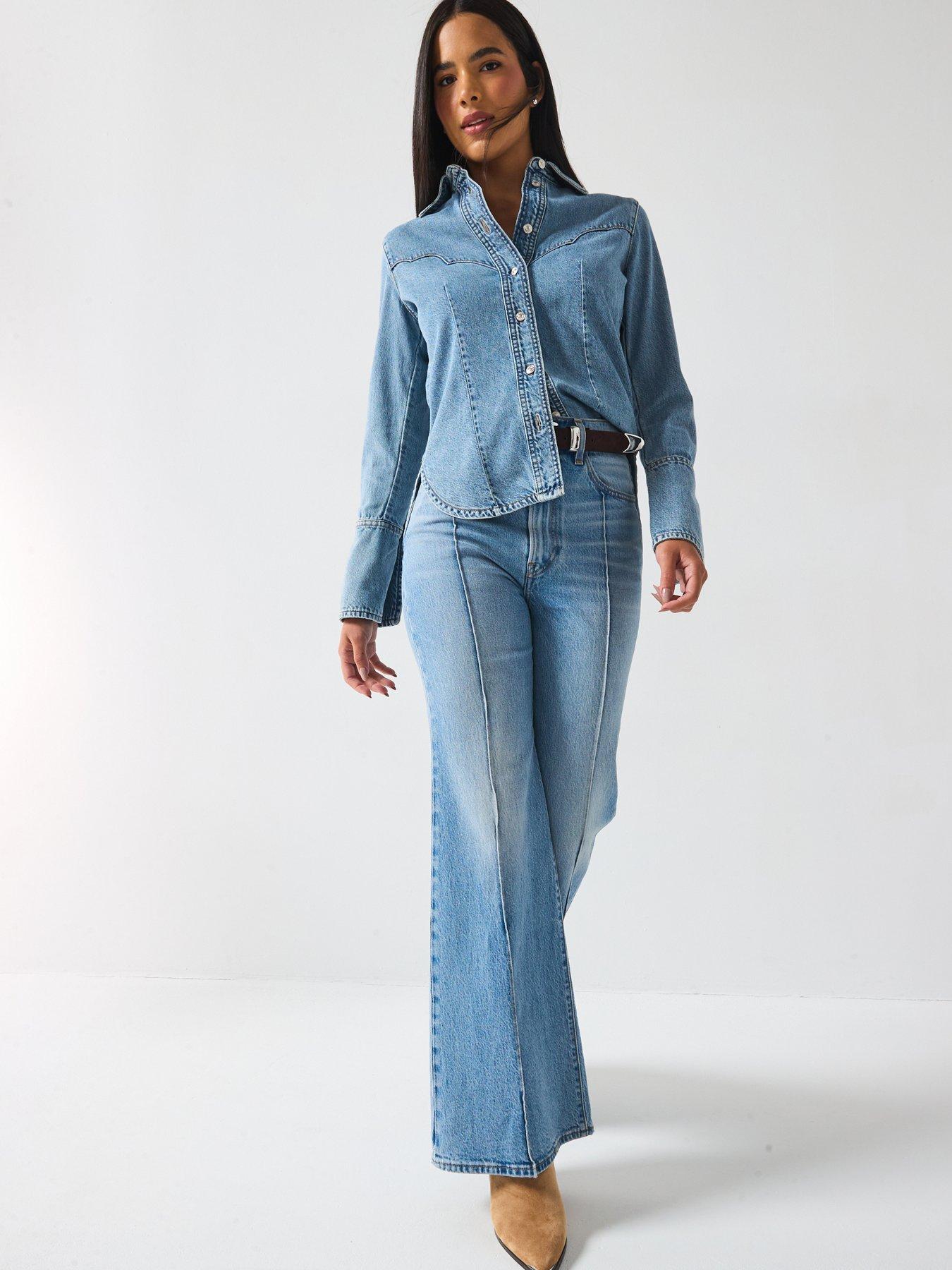 Image 5 of 6 of Levi's Ribcage Bells Western Jeans - Blue
