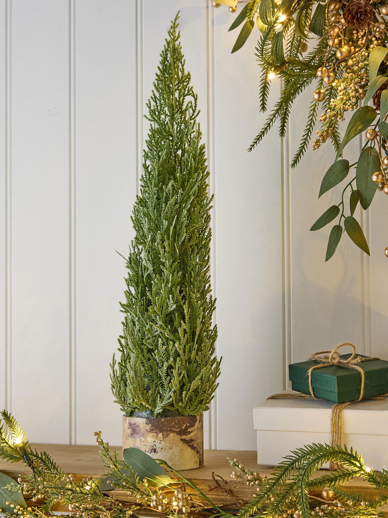 festive-55-cm-frosted-green-christmasnbspfern-in-wooden-potnbsp