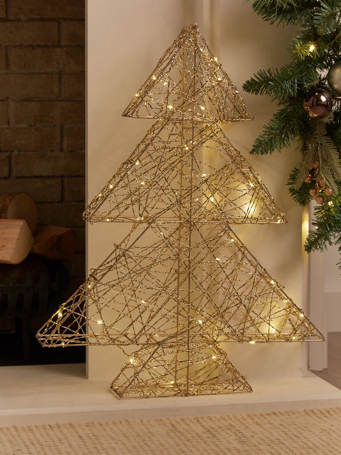 Festive 60 cm Indoor Lit Gold Shimmer Christmas Tree
