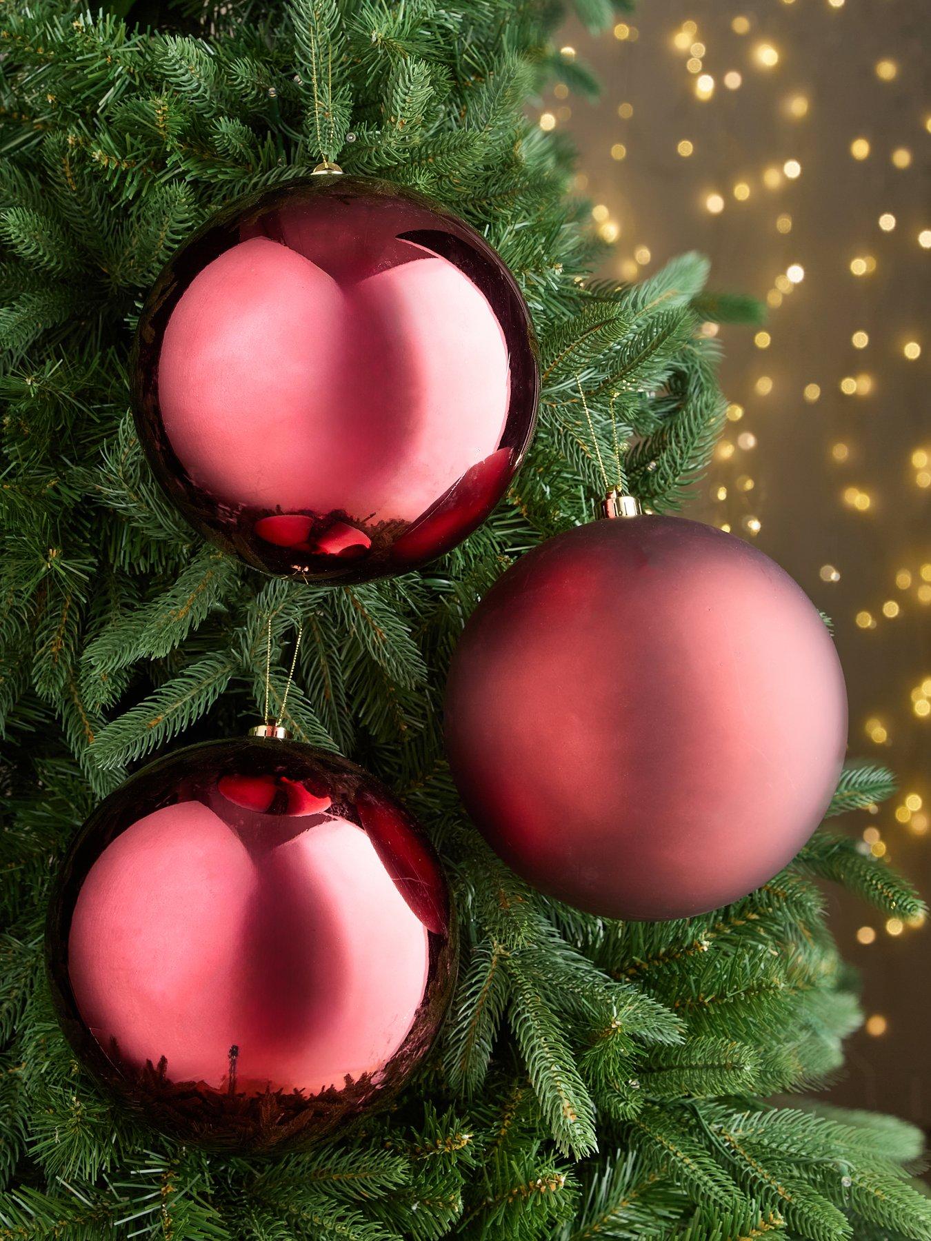 Festive Set of 3 Jumbo 20 cm Christmas Baubles - Red