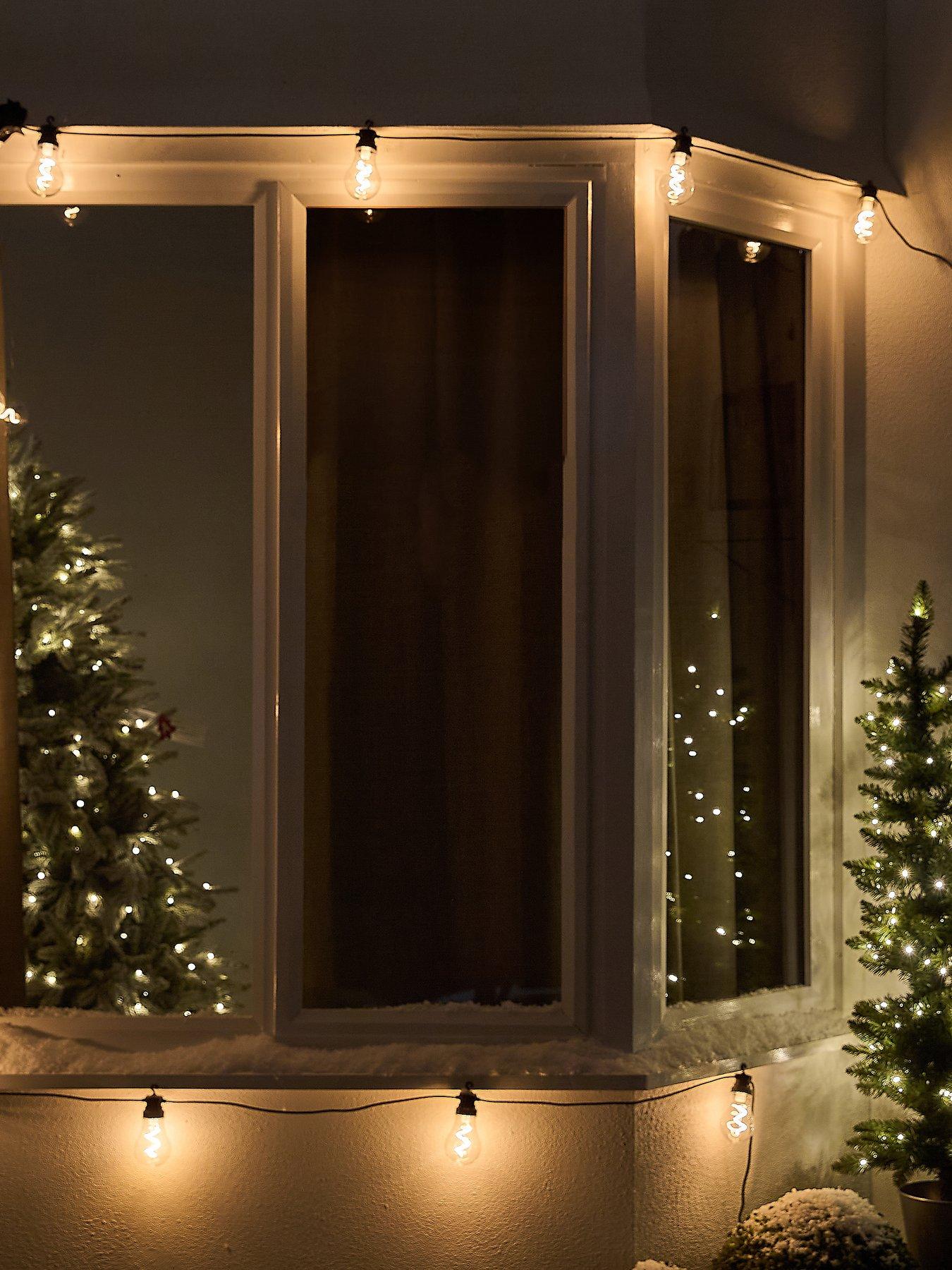 Festive 10 Warm White Connectable Festoon Spiral Bulb Outdoor Christmas Lights