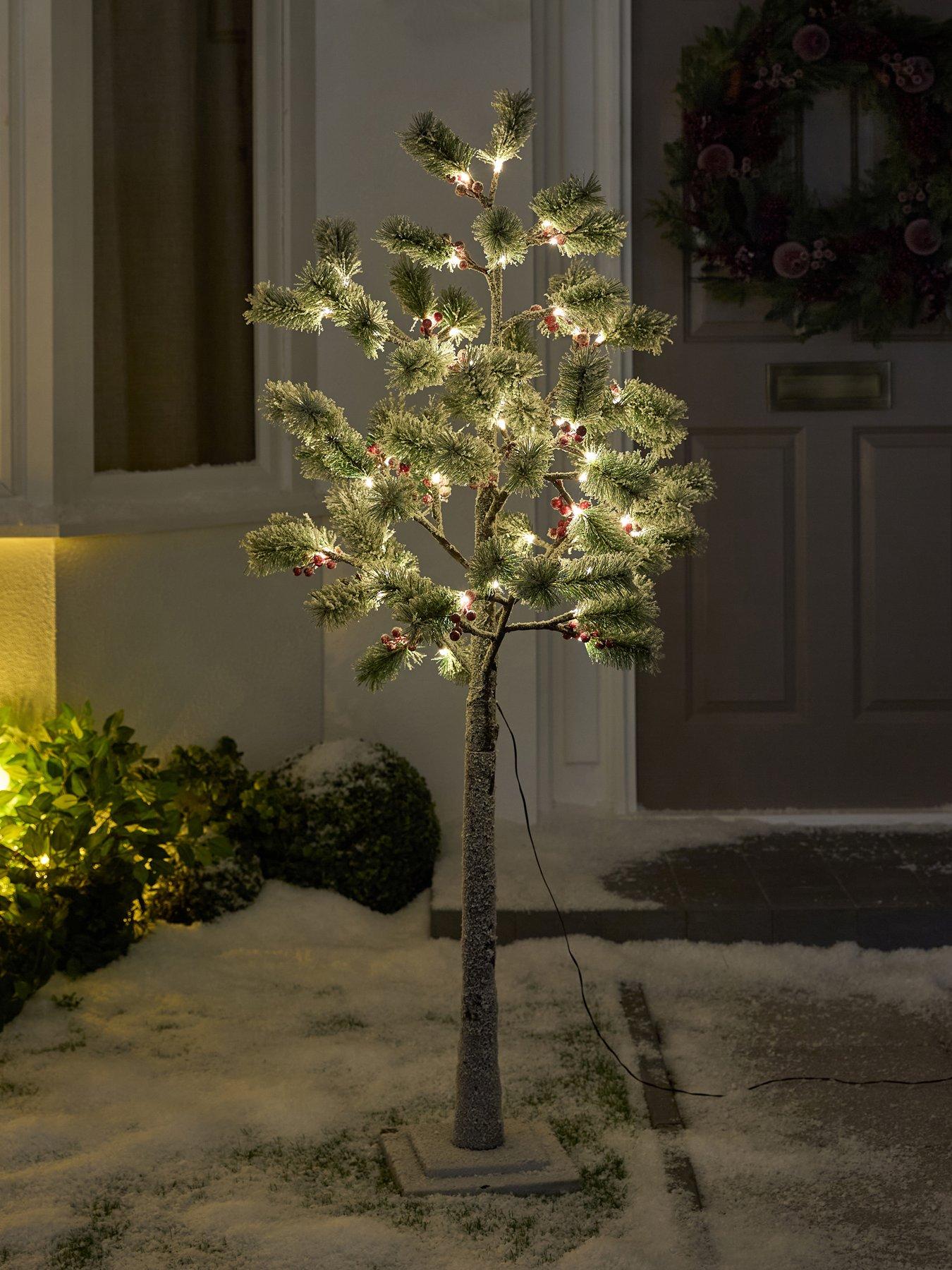 festive-150nbspcm-lit-flocked-berry-amp-pinenbspchristmas-tree-warm-white-leds