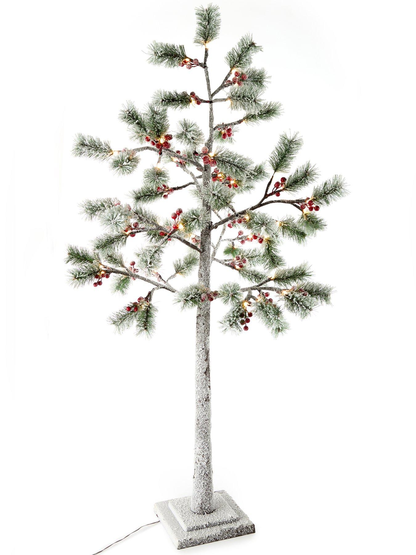 festive-150nbspcm-lit-flocked-berry-amp-pinenbspchristmas-tree-warm-white-ledsback