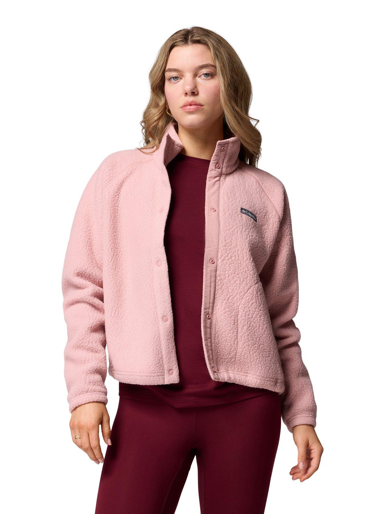 Columbia Womens Jasper Ridge Pebbled Full Snap Fleece - Pink